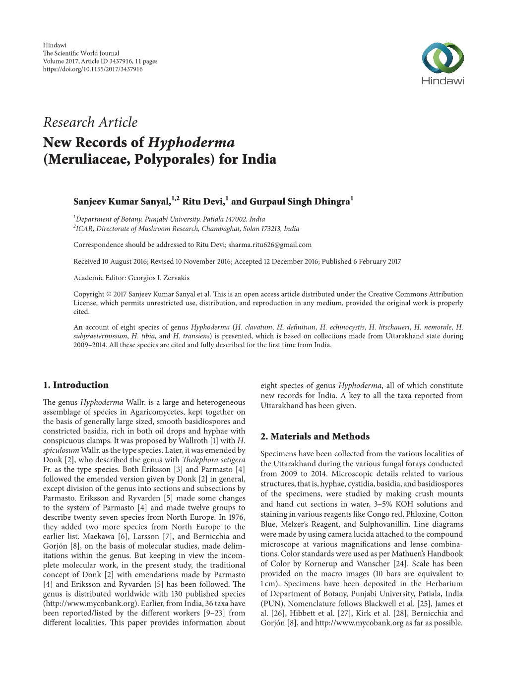 New Records of Hyphoderma (Meruliaceae, Polyporales) for India
