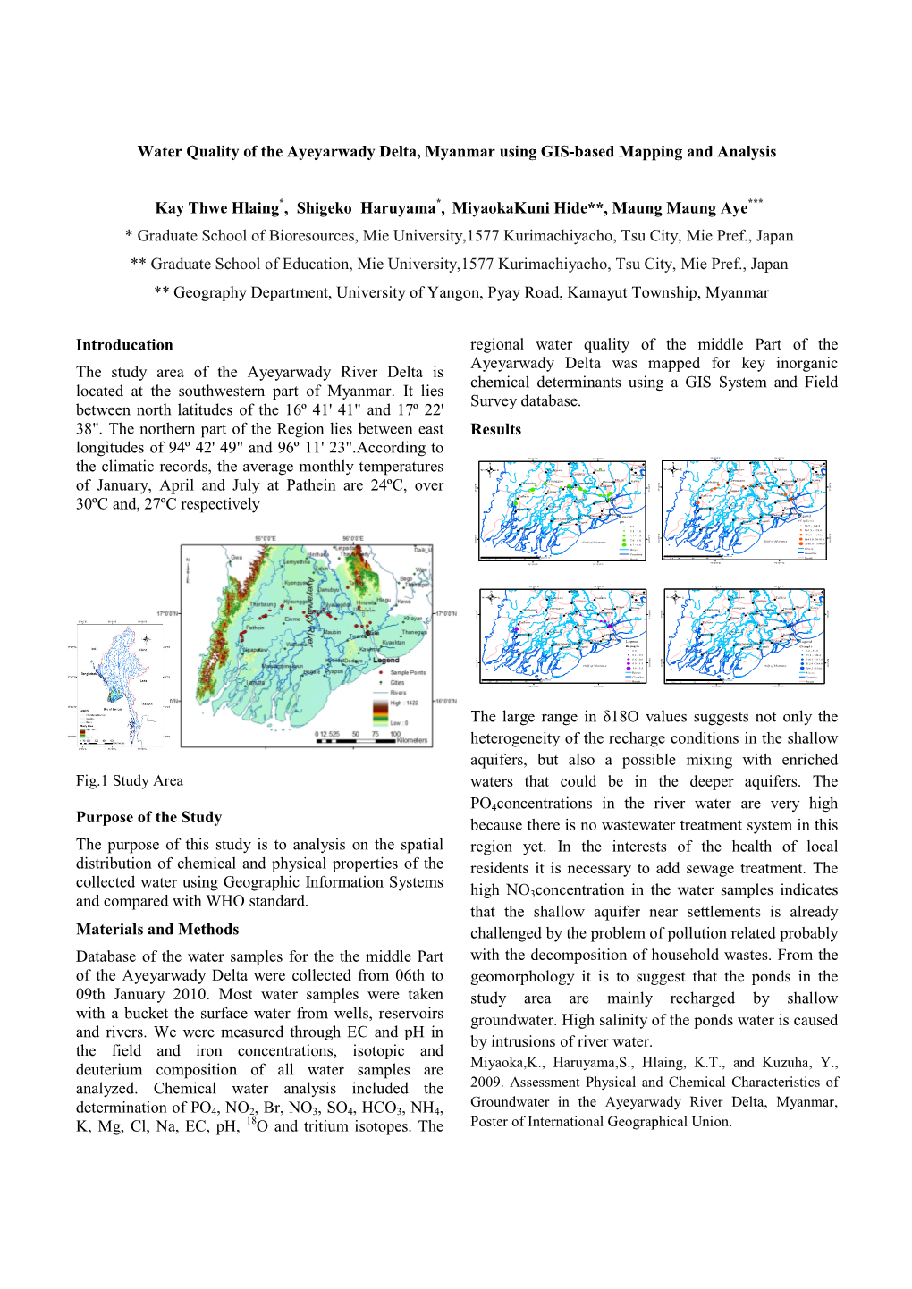 Water Quality of the Ayeyarwady Delta, Myanmar Using GIS-Based Mapping and Analysis