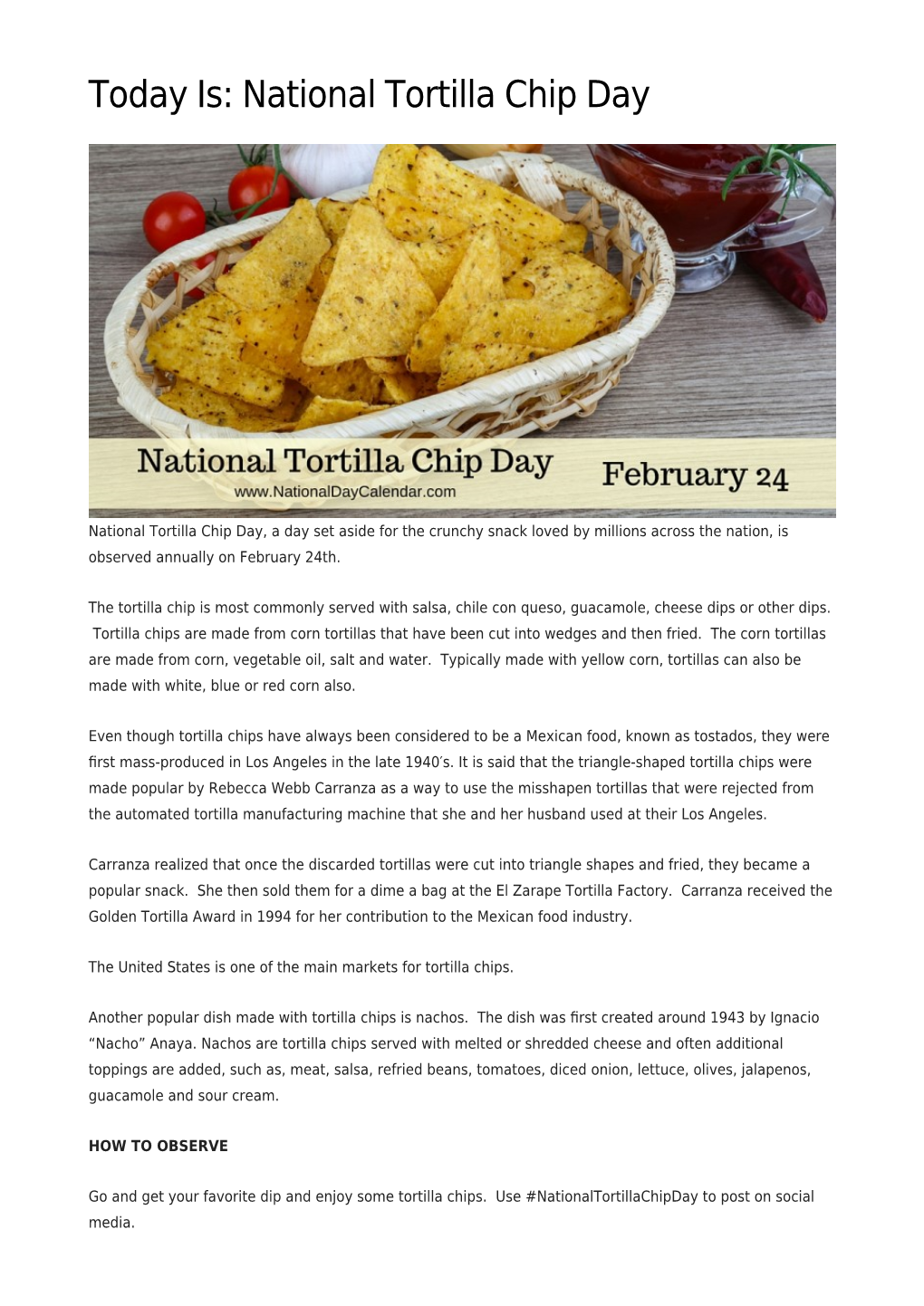 National Tortilla Chip Day