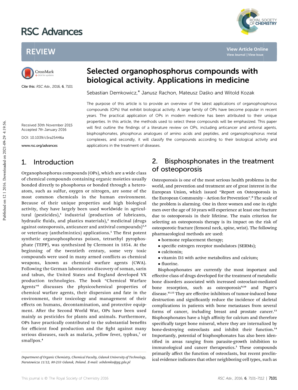 Selected Organophosphorus Compounds with Biological Activity