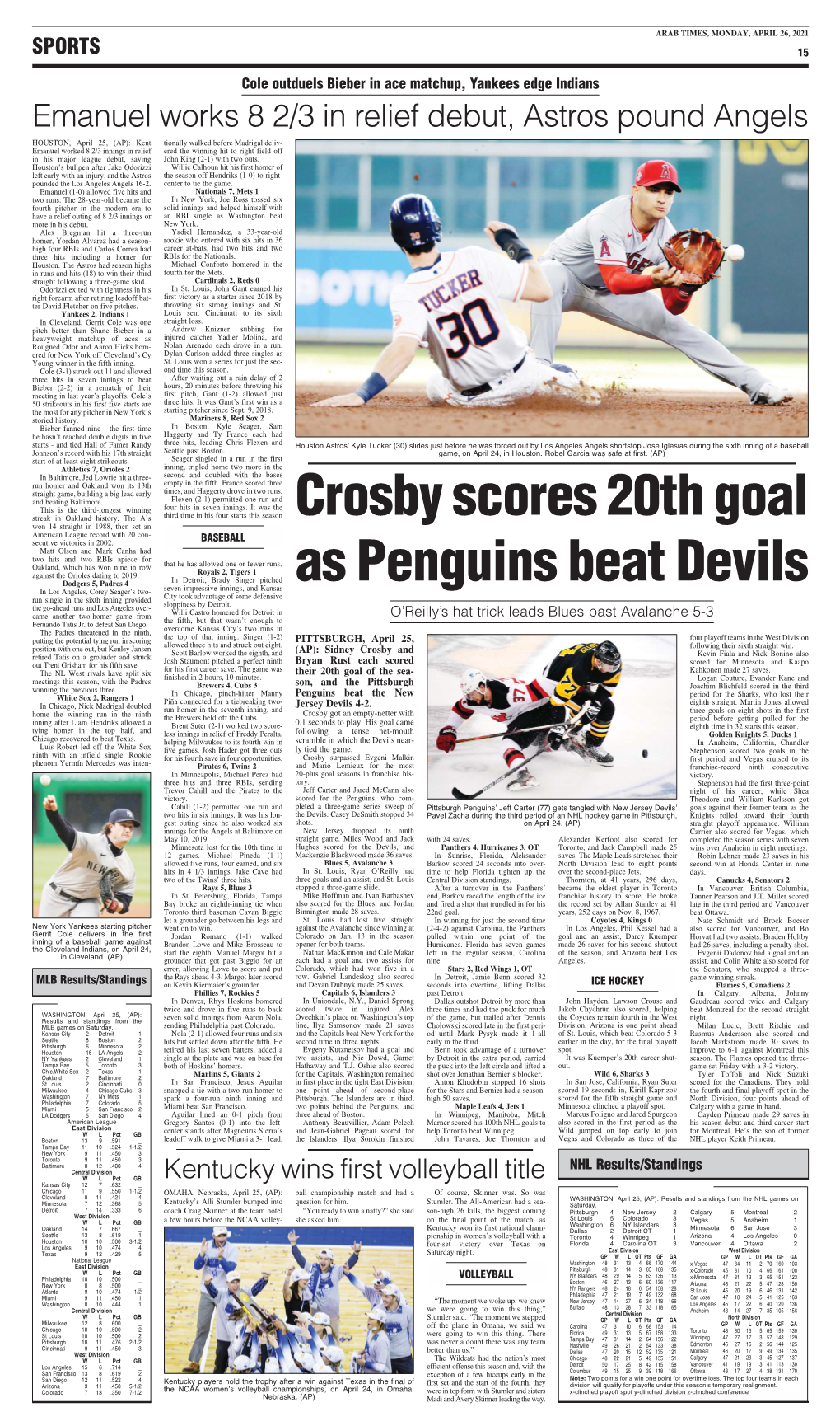 Crosby Scores 20Th Goal As Penguins Beat Devils