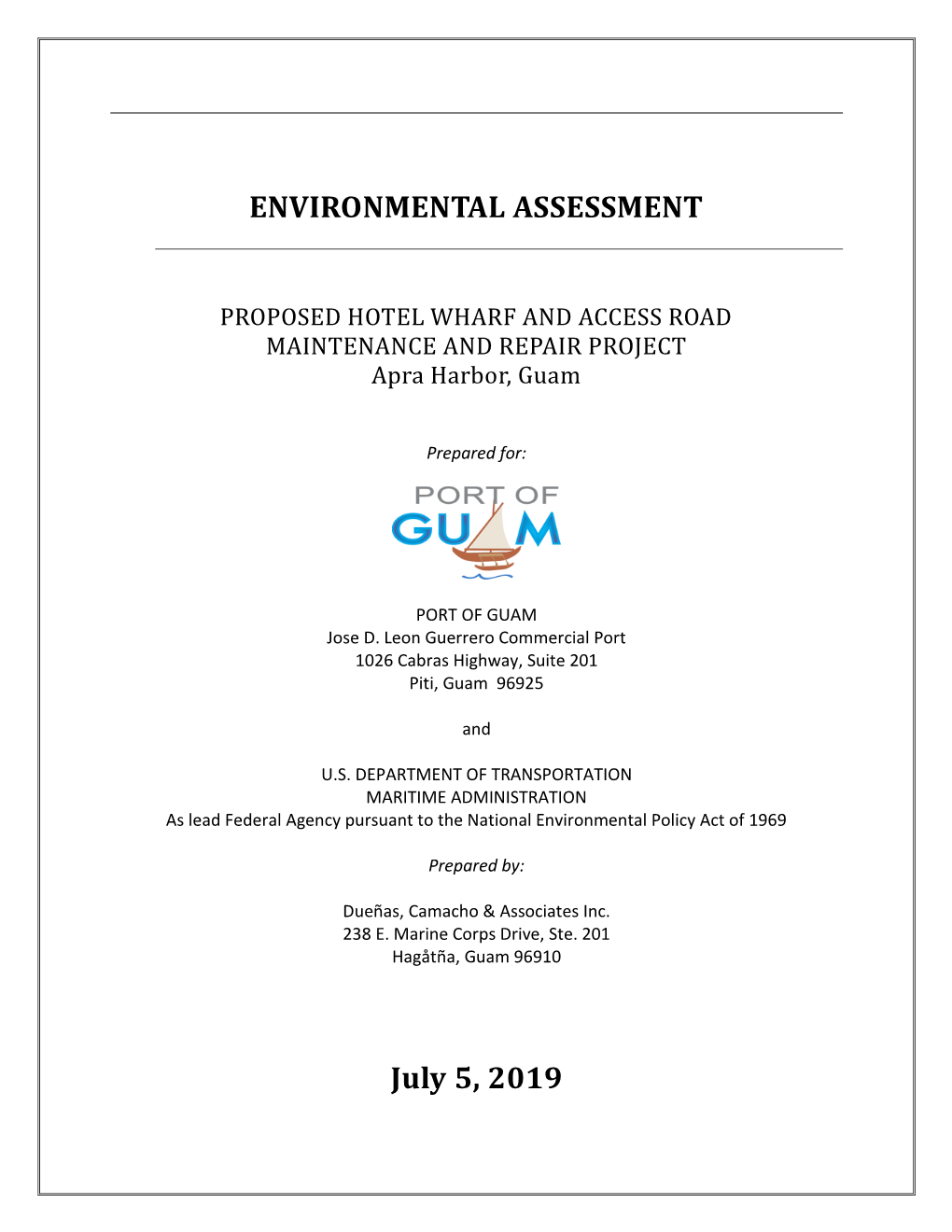 ENVIRONMENTAL ASSESSMENT July 5, 2019