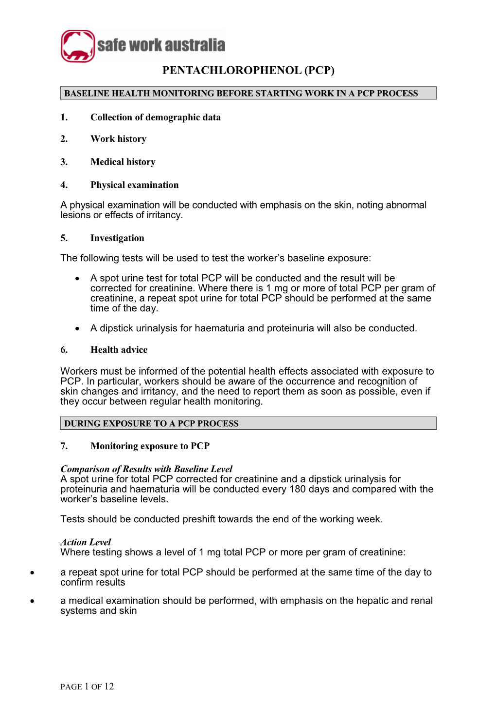 Pentachlorophenol - Hazardous Chemicals Requiring Health Monitoring