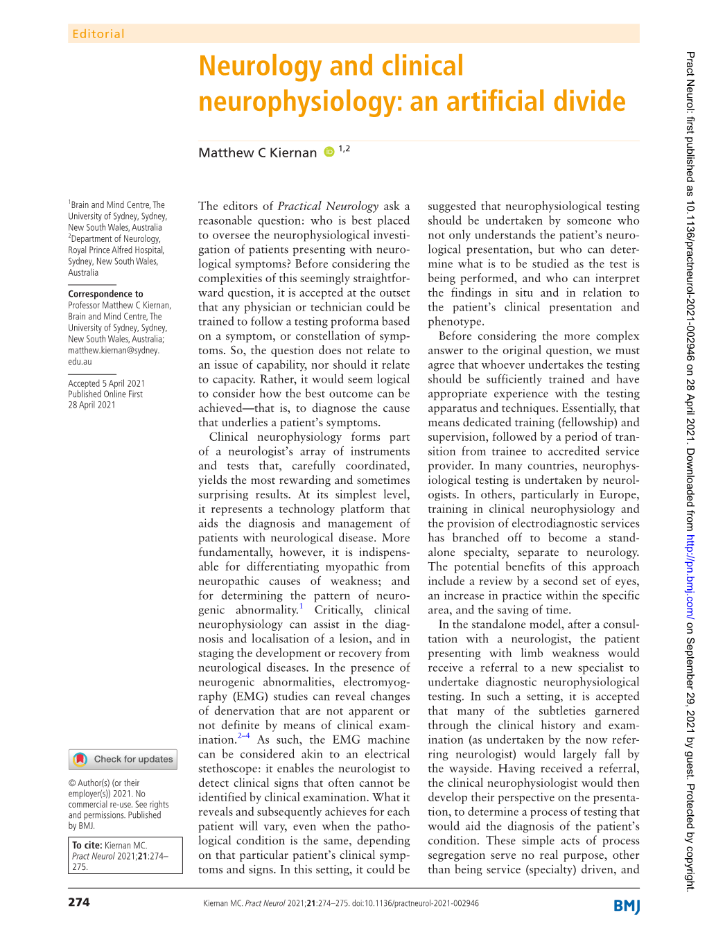 Neurology and Clinical Neurophysiology: an Artificial Divide