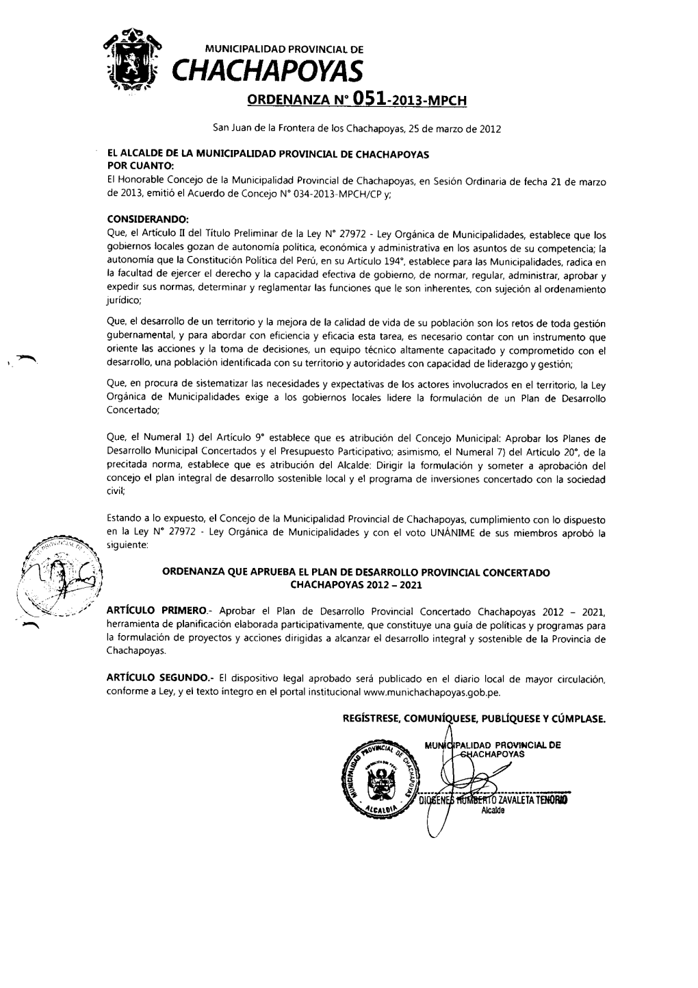 Plan De Desarrollo Provincial Concertado 2011 ‐2021