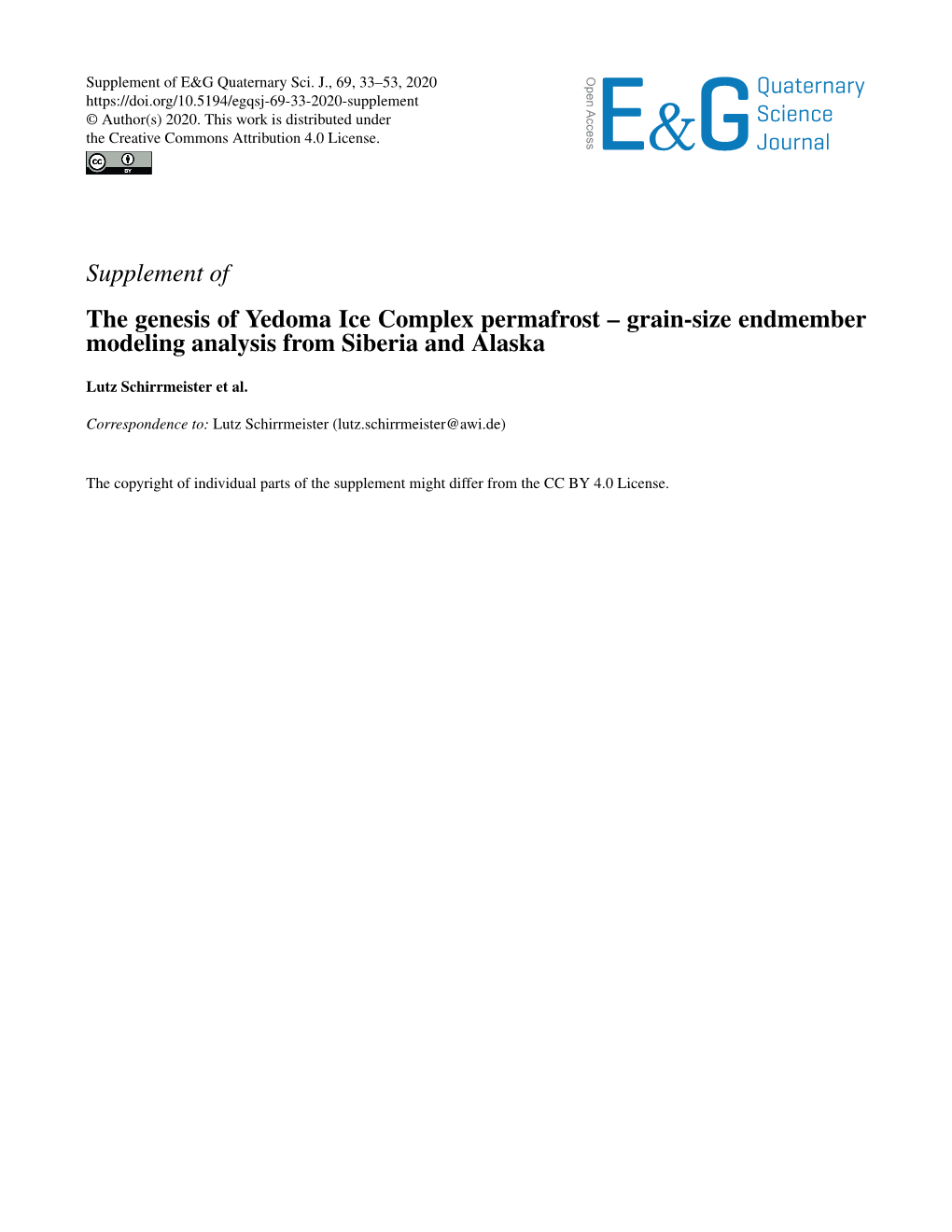 Supplement of the Genesis of Yedoma Ice Complex Permafrost – Grain-Size Endmember Modeling Analysis from Siberia and Alaska