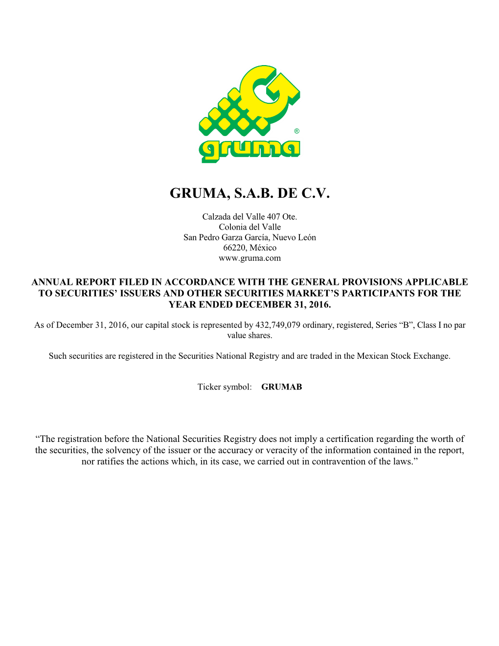 Gruma, S.A.B. De C.V