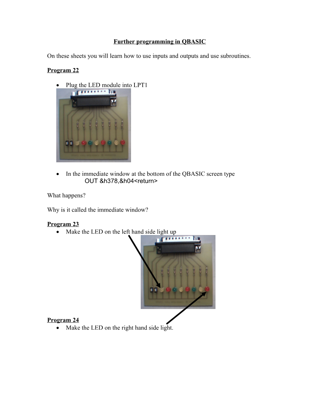 Further Programming in QBASIC