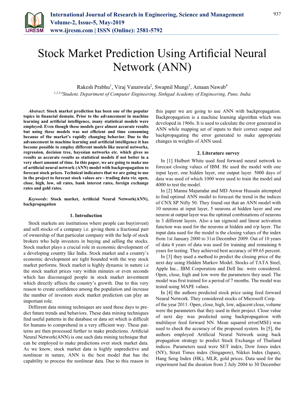Stock Market Prediction Using Artificial Neural Network (ANN)