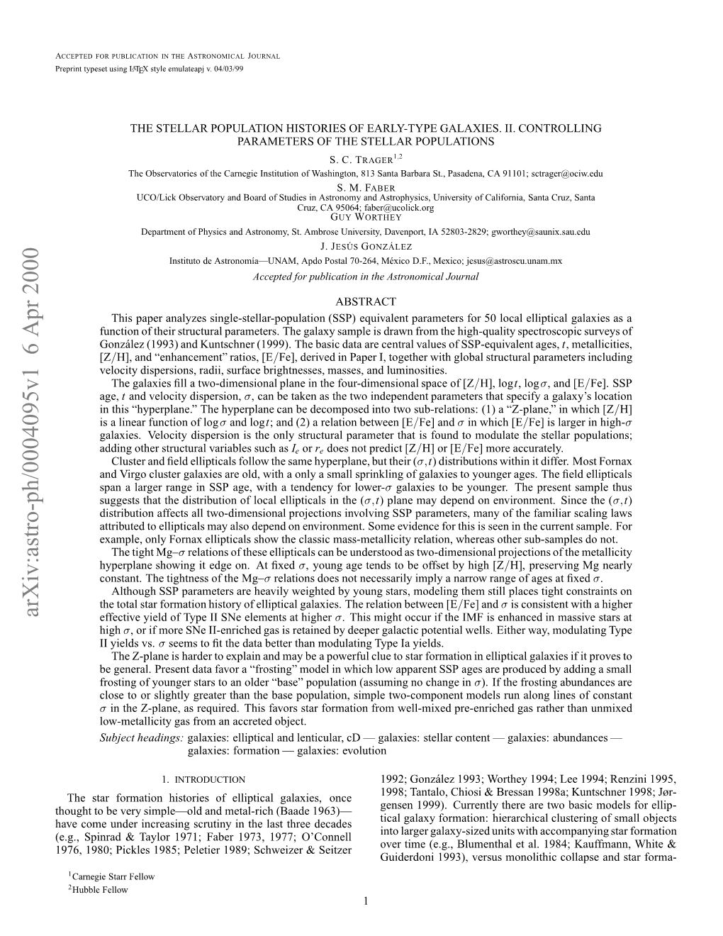 Arxiv:Astro-Ph/0004095V1 6 Apr 2000