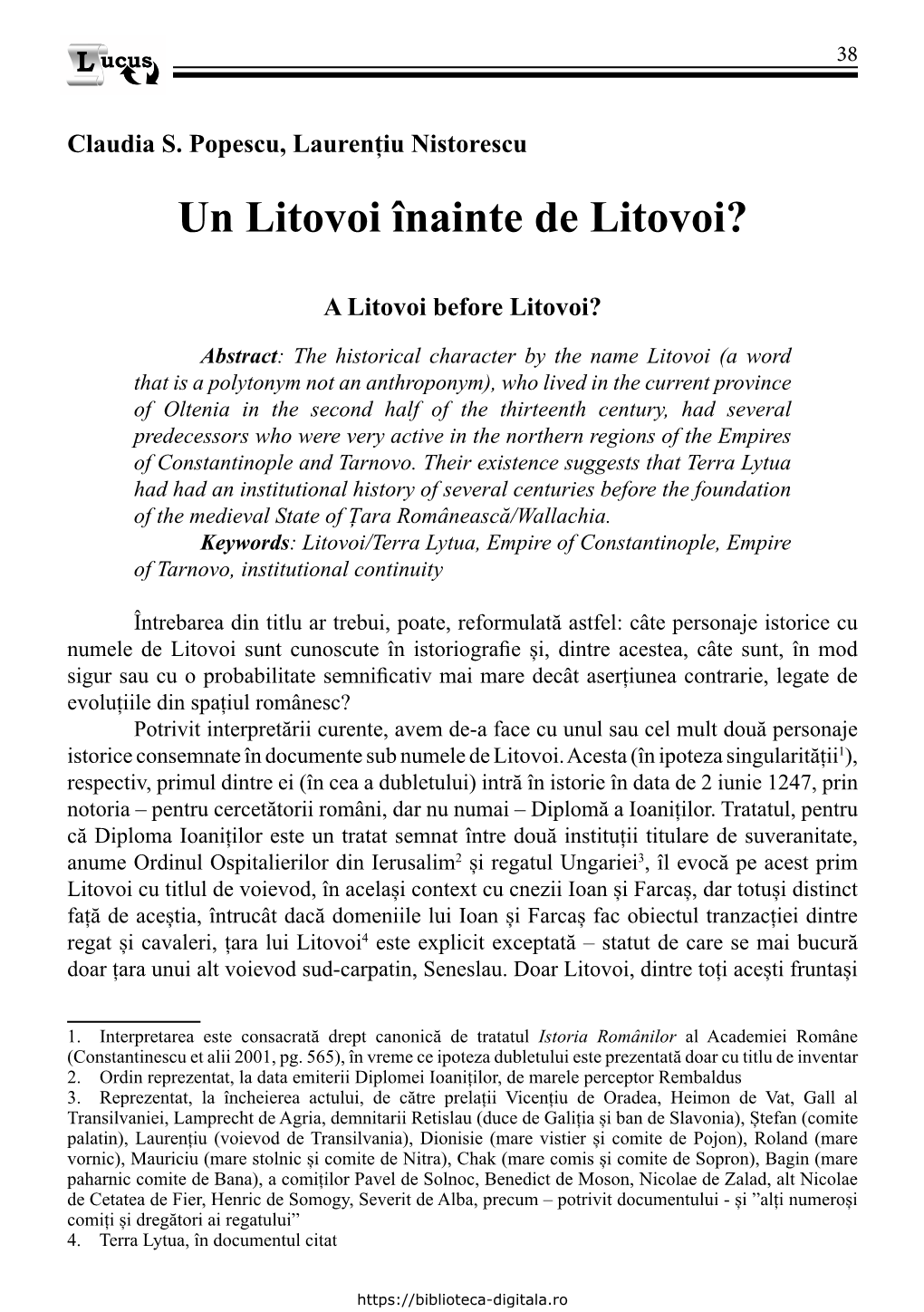 Un Litovoi Înainte De Litovoi?