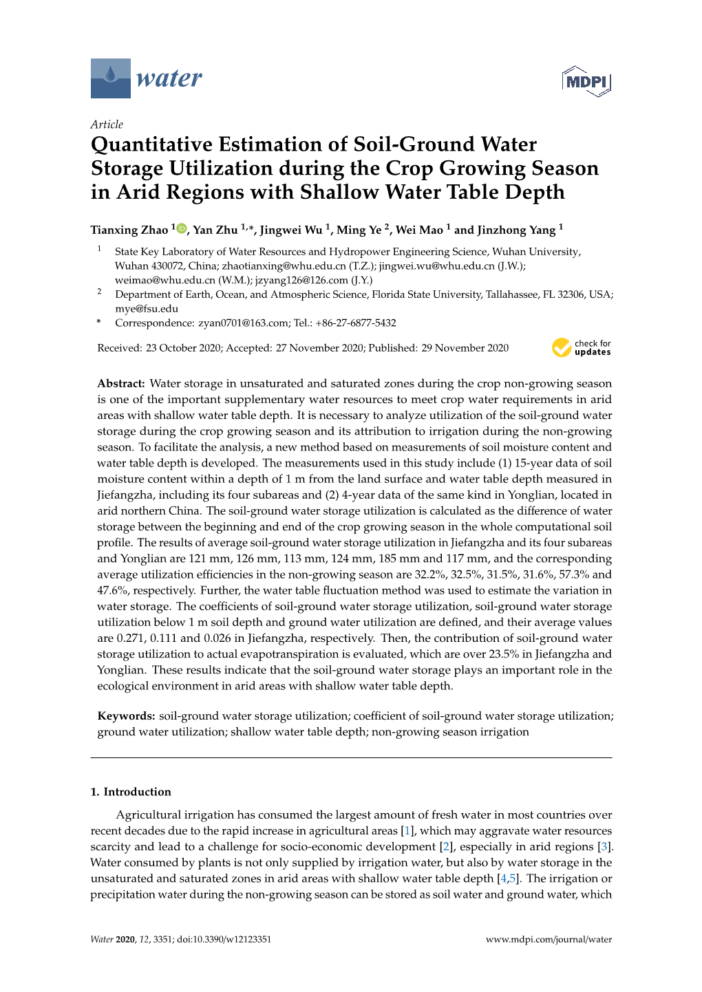 Quantitative Estimation of Soil-Ground Water Storage Utilization During the Crop Growing Season in Arid Regions with Shallow Water Table Depth