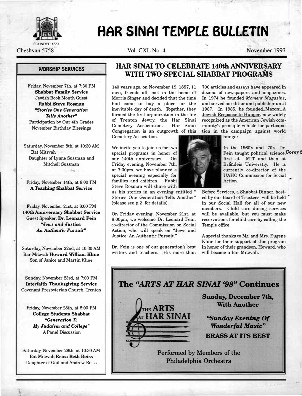 HAR SINAI TEMPLE Bulletin