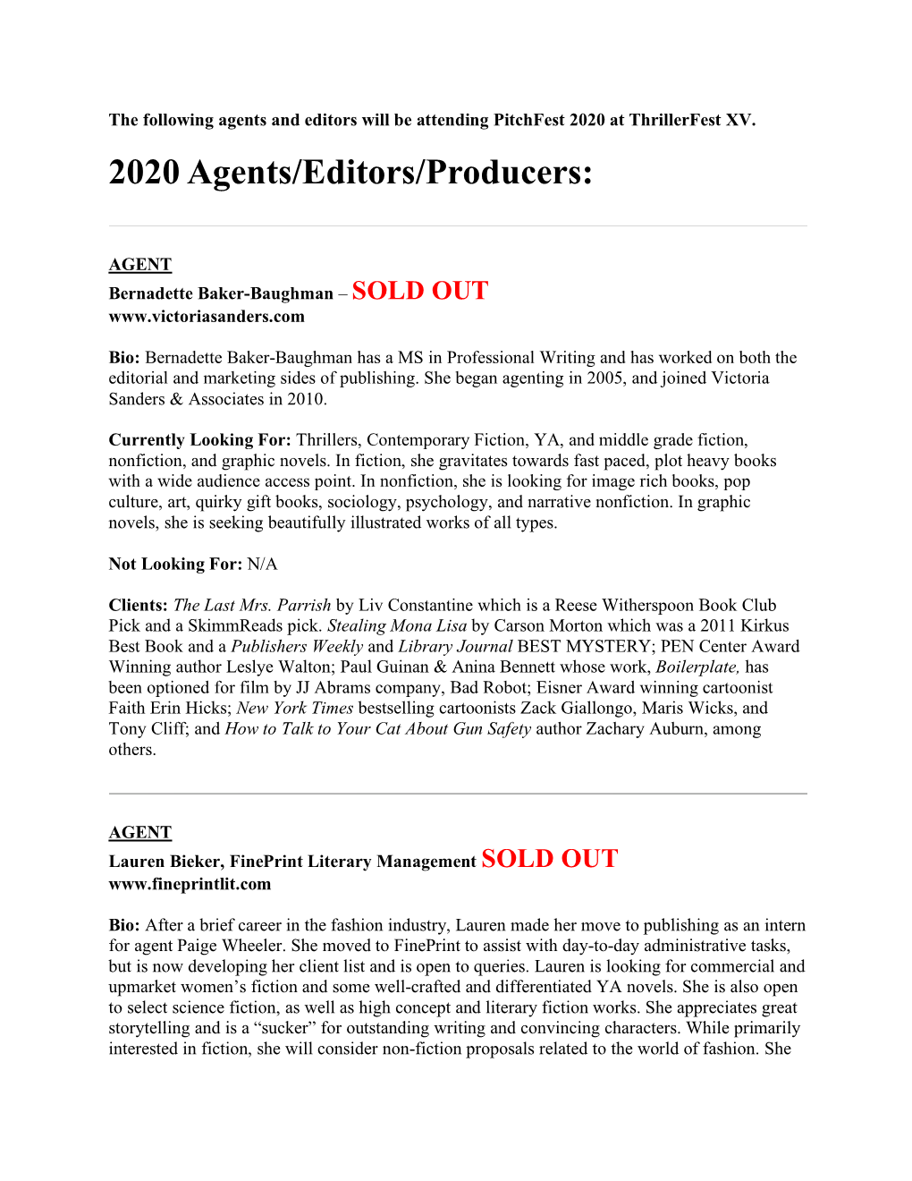 2020 Agents/Editors/Producers