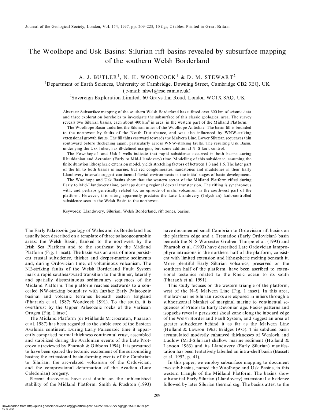 The Woolhope and Usk Basins: Silurian Rift Basins Revealed by Subsurface Mapping of the Southern Welsh Borderland