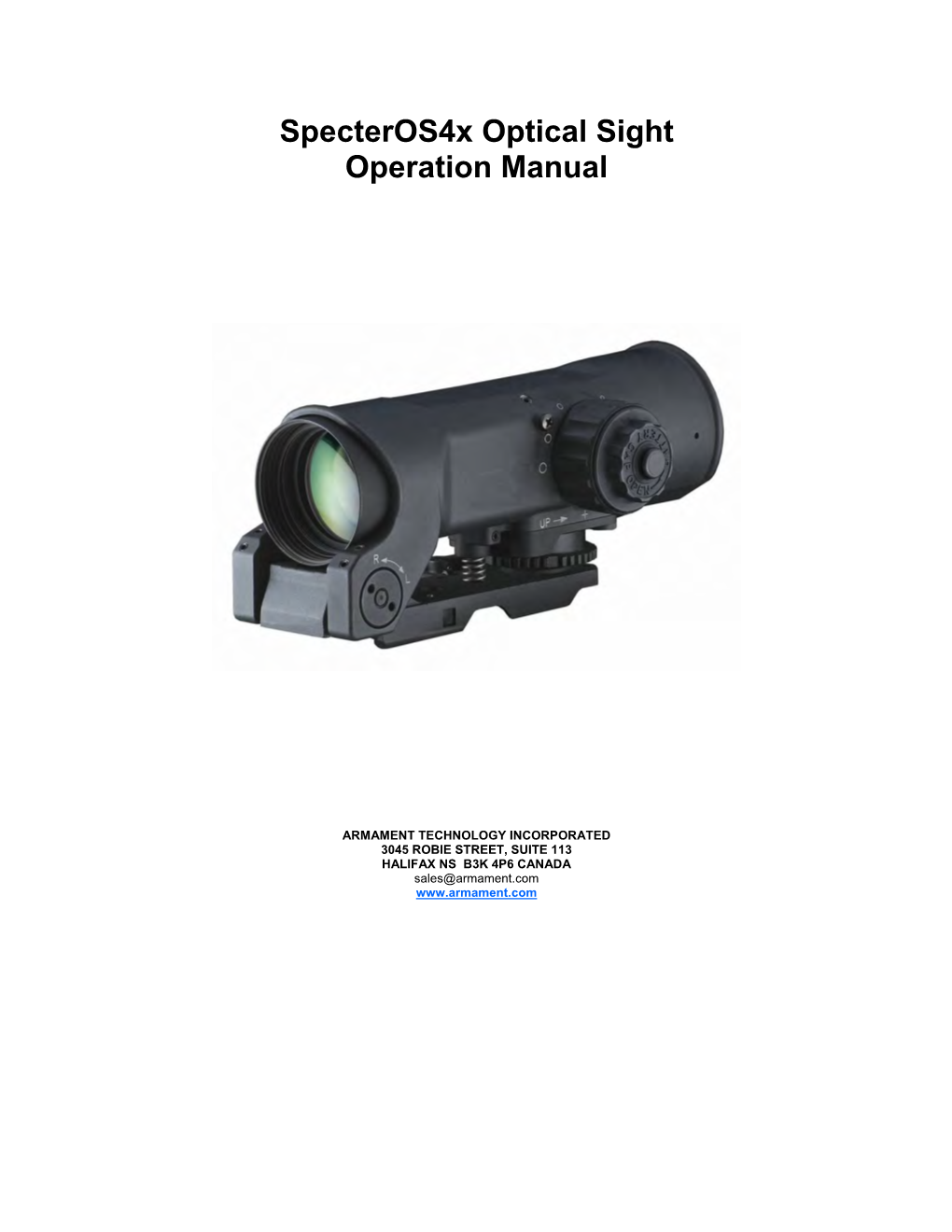 Specteros4x Optical Sight Operation Manual