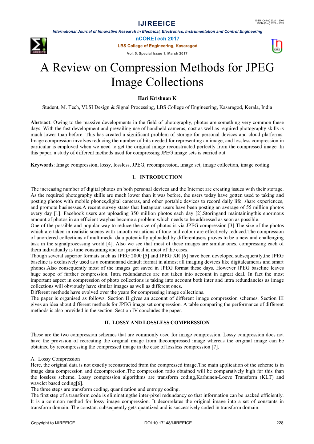 A Review on Compression Methods for JPEG Image Collections