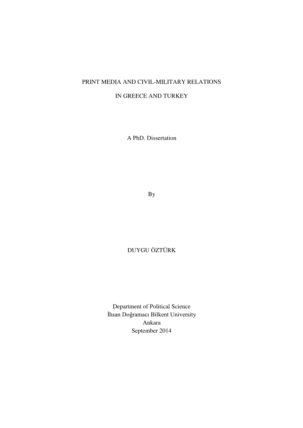 Print Media and Civil-Military Relations in Greece and Turkey