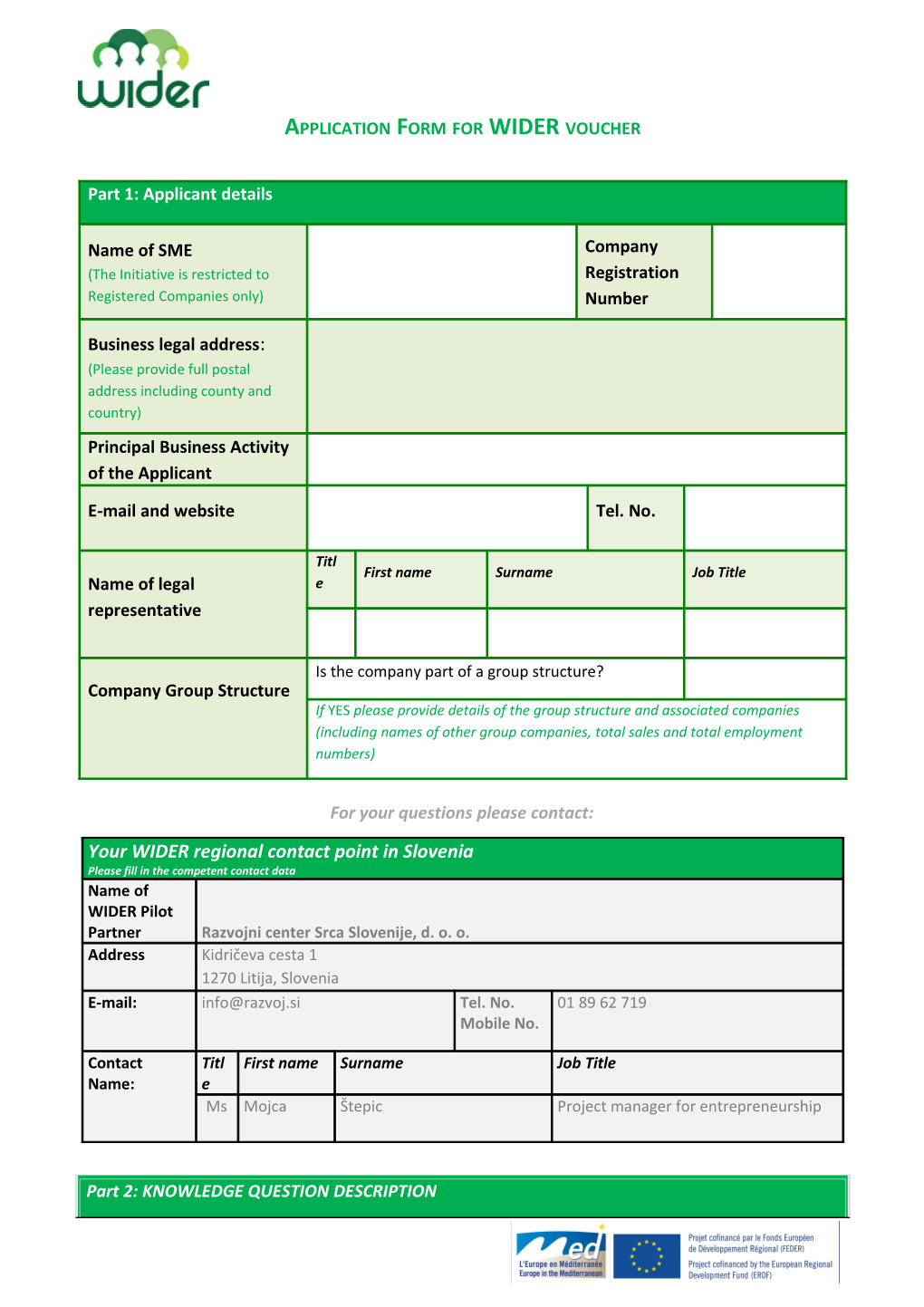 Application Form for WIDER Voucher