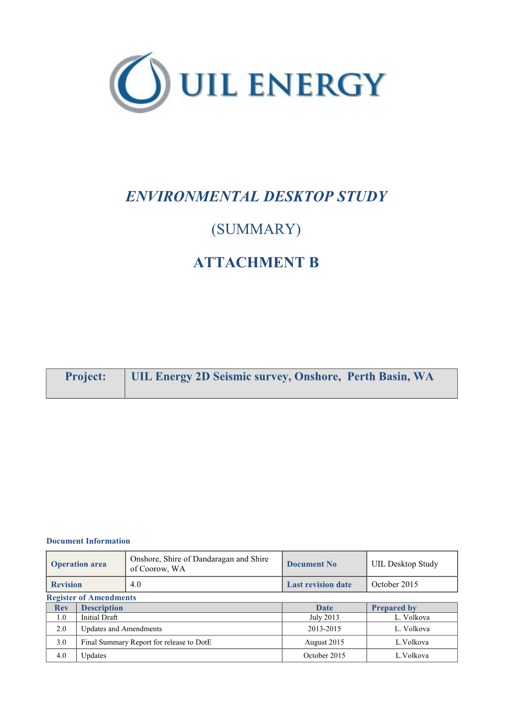 Environmental Desktop Study (Summary) Attachment B