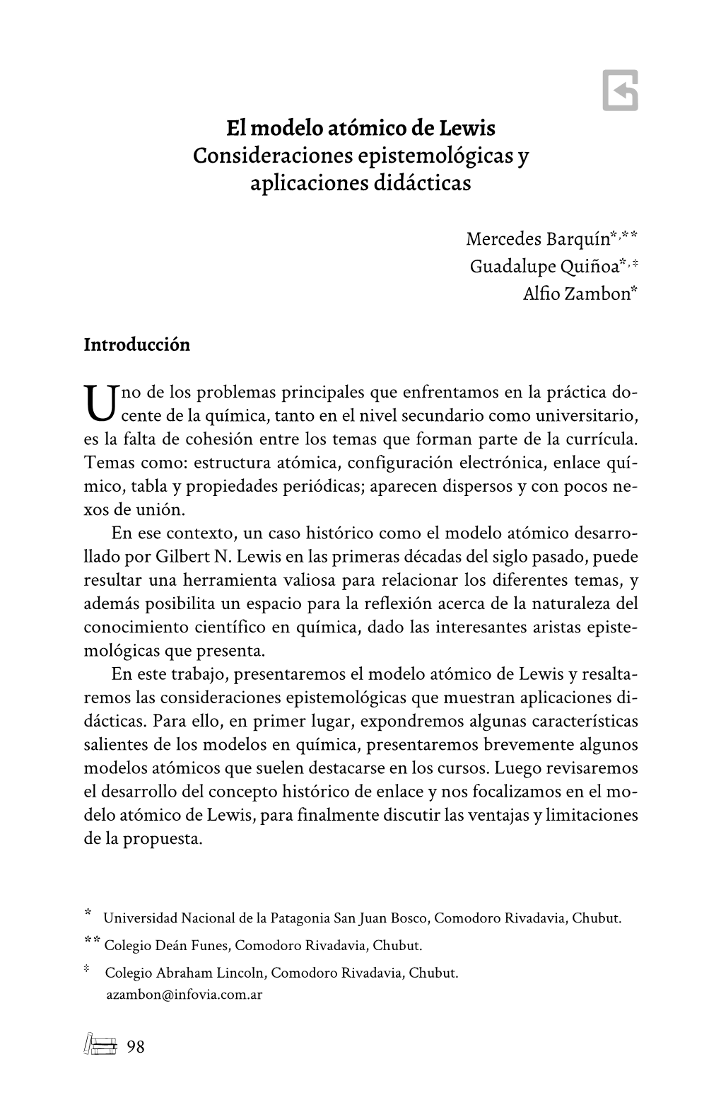 El Modelo Atómico De Lewis Consideraciones Epistemológicas Y Aplicaciones Didácticas