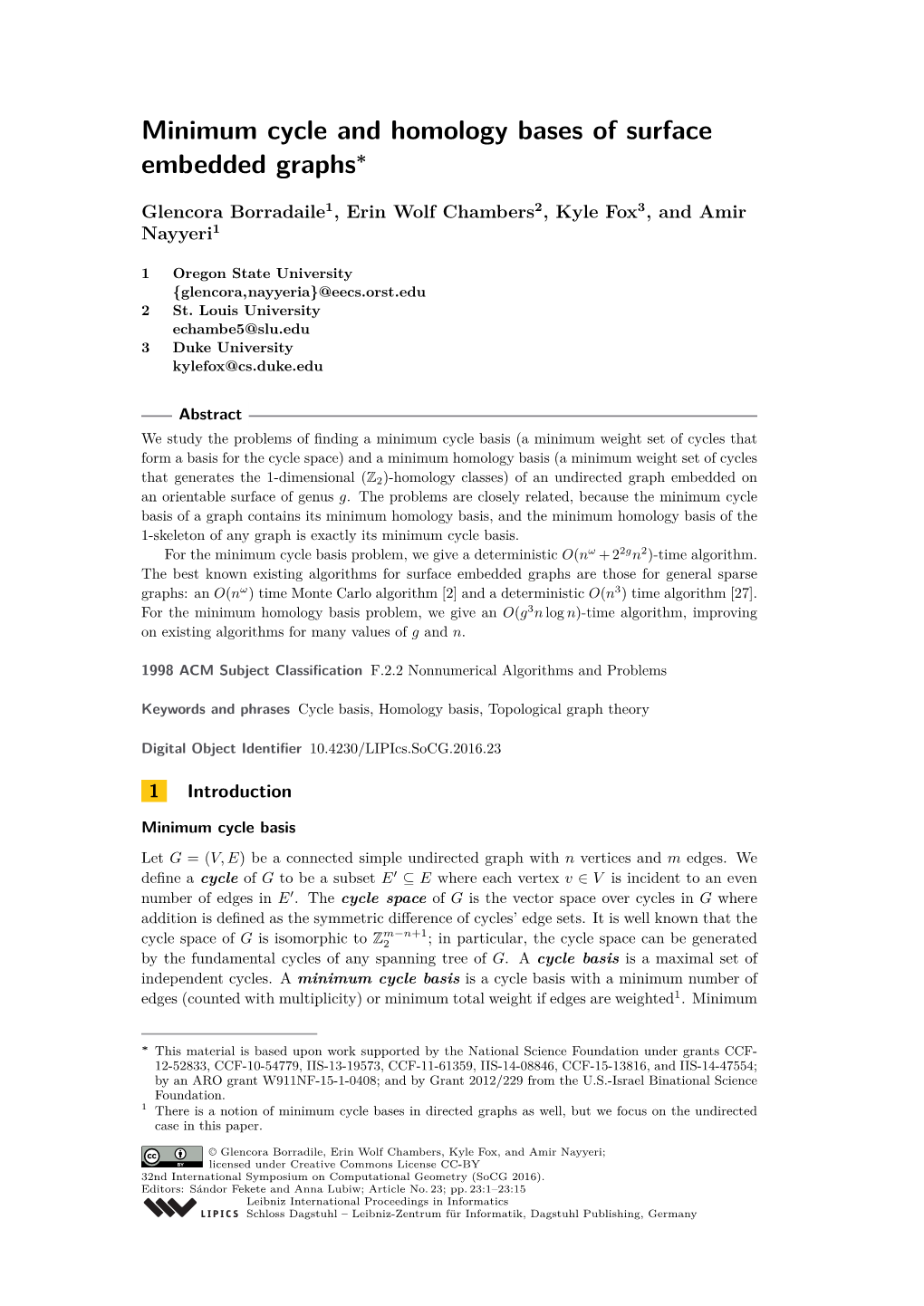 Minimum Cycle and Homology Bases of Surface Embedded Graphs∗