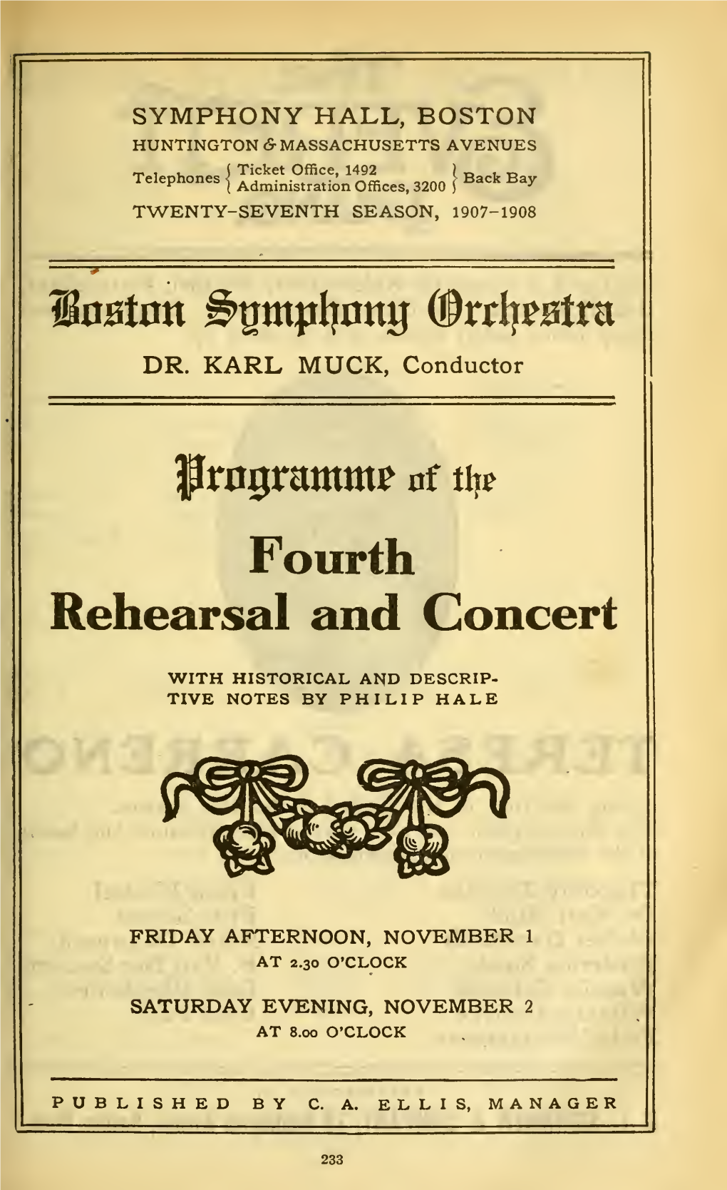 Fourth Rehearsal and Concert