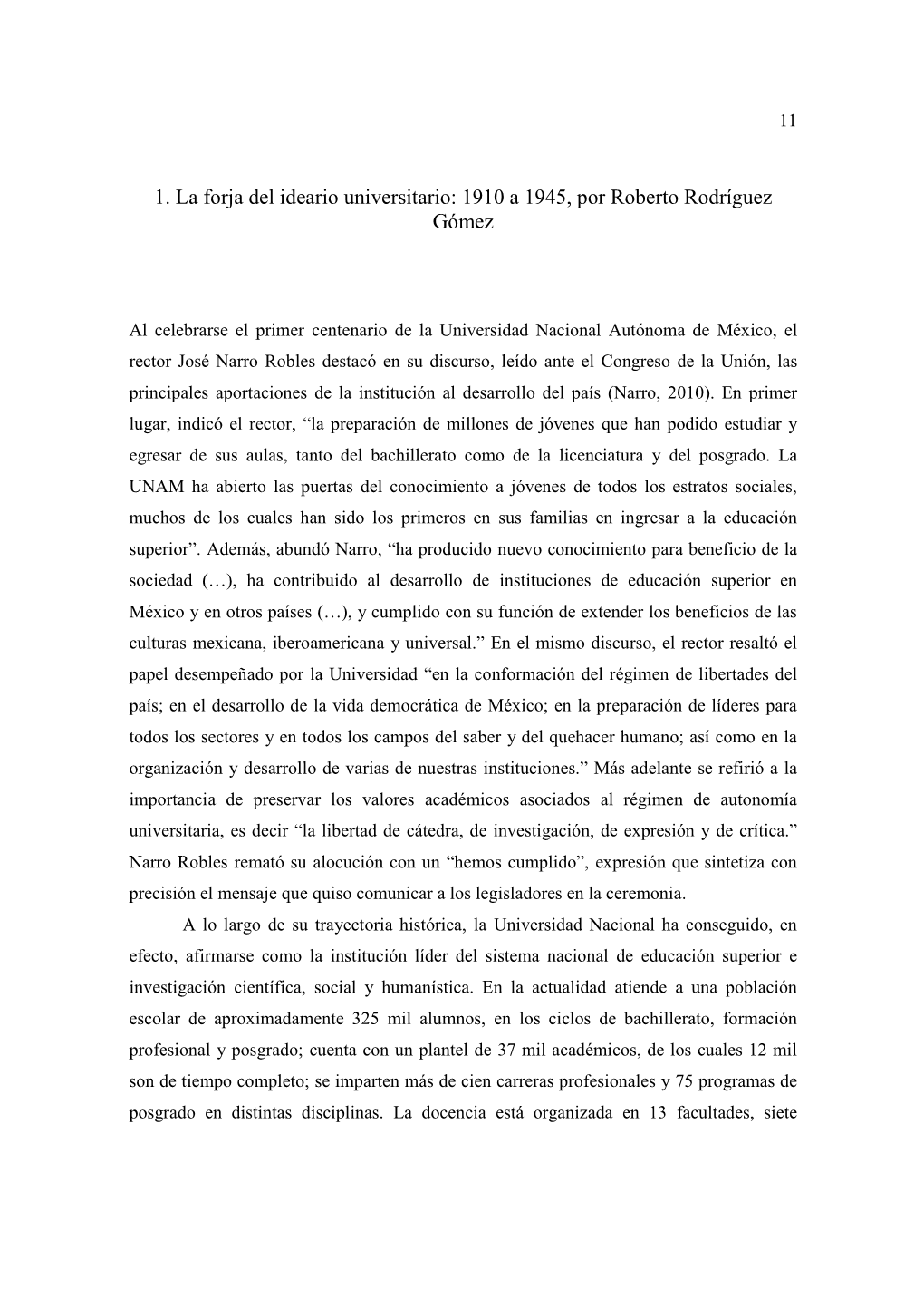 Capítulo 1. La Forja Del Ideario Universitario: 1910 a 1945