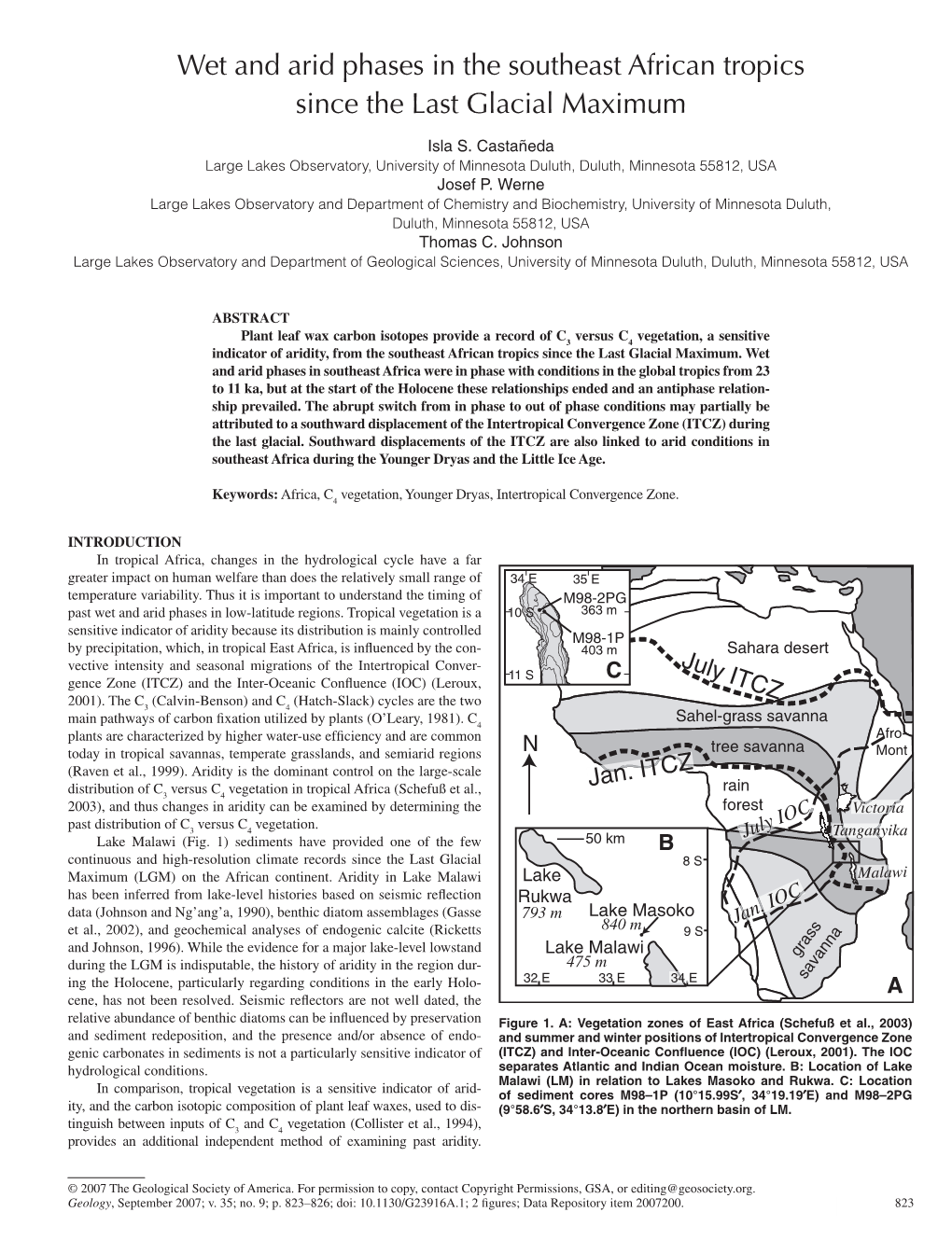 Wet and Arid Phases in the Southeast African Tropics Since the Last Glacial Maximum