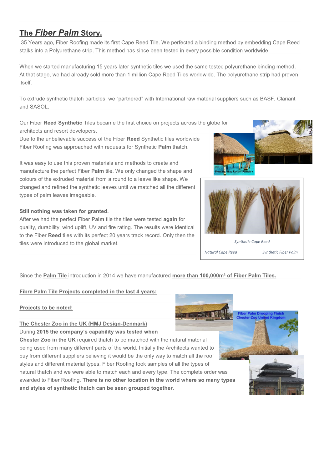 The Fiber Palm Story. 35 Years Ago, Fiber Roofing Made Its First Cape Reed Tile