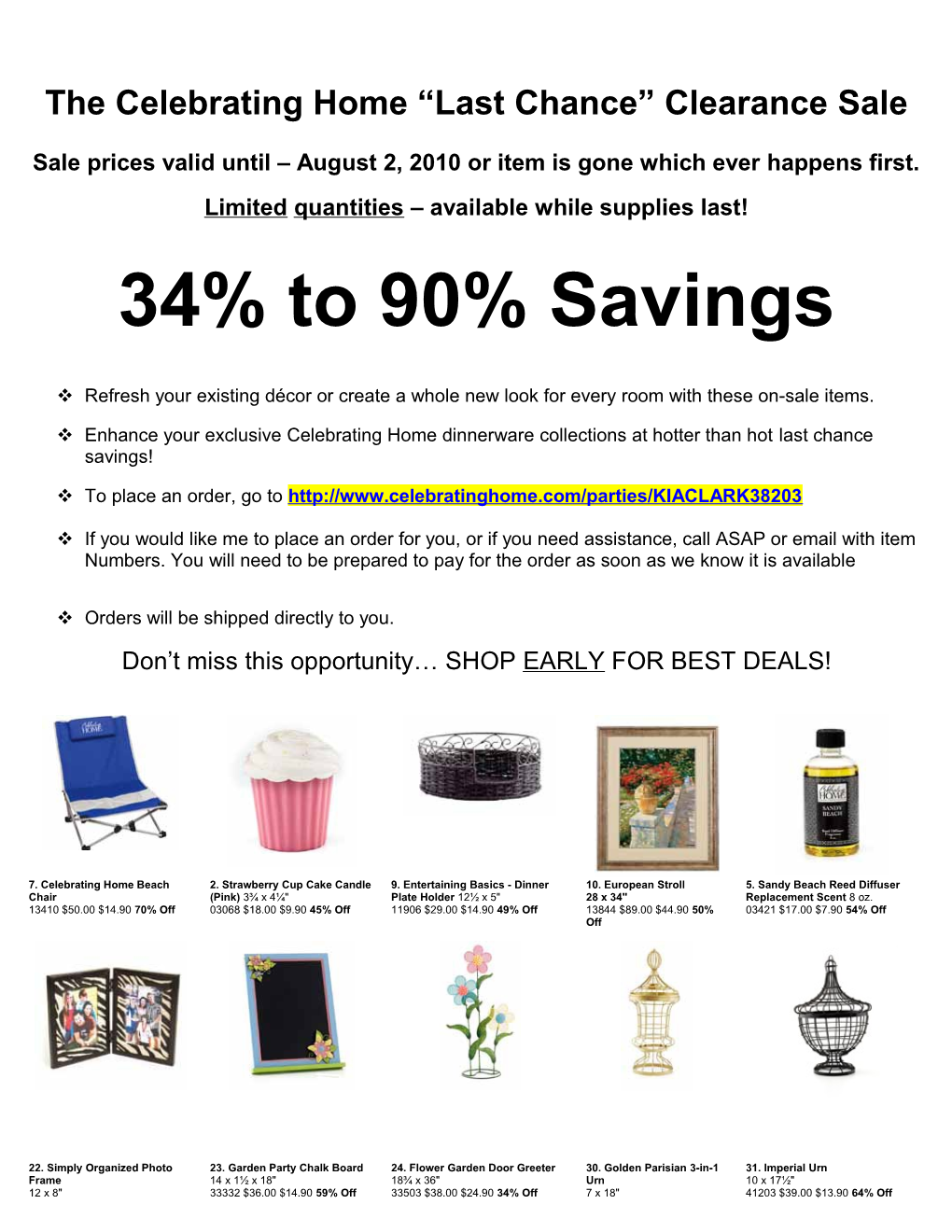 The Celebrating Home Last Chance Clearance Sale