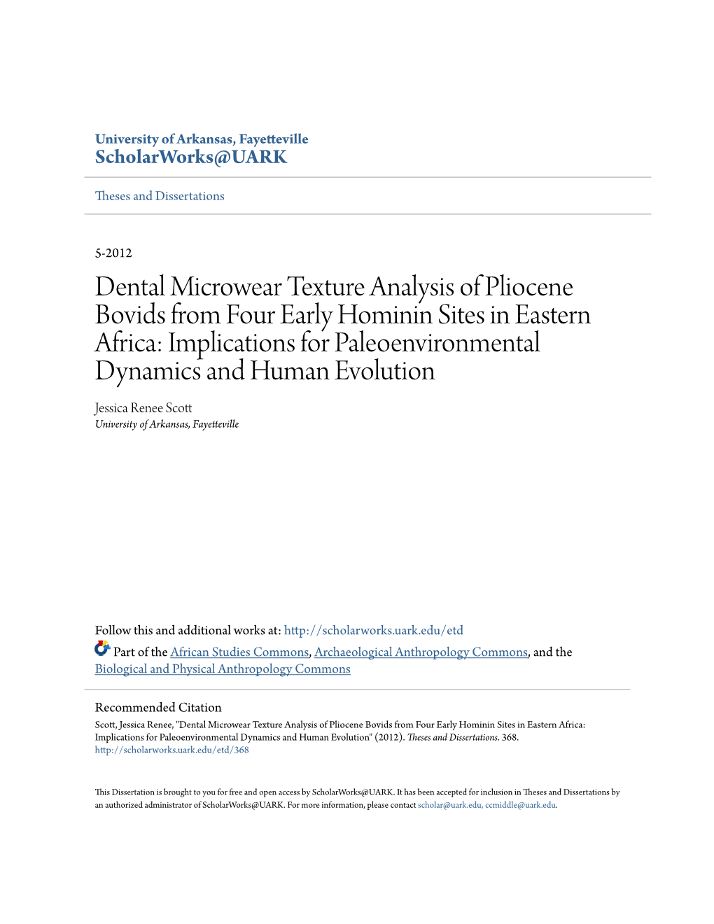 Dental Microwear Texture Analysis of Pliocene Bovids from Four Early Hominin Sites in Eastern Africa