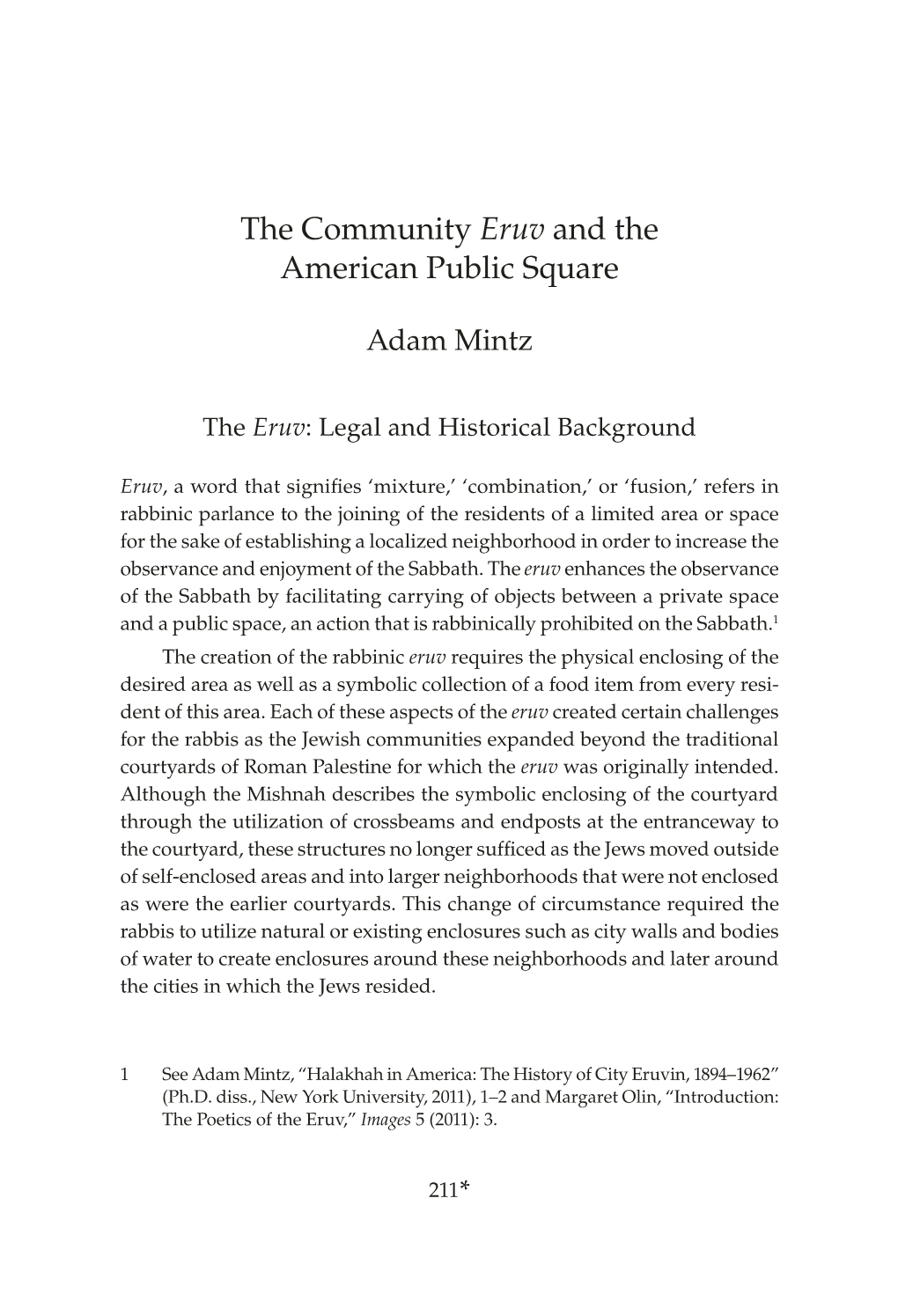 The Community Eruv and the American Public Square