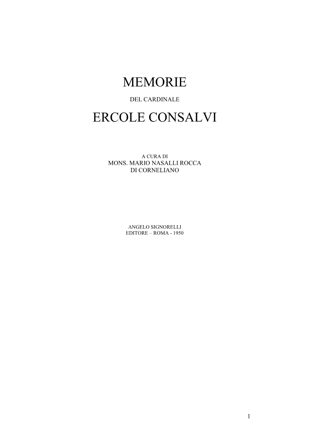 Memorie Ercole Consalvi