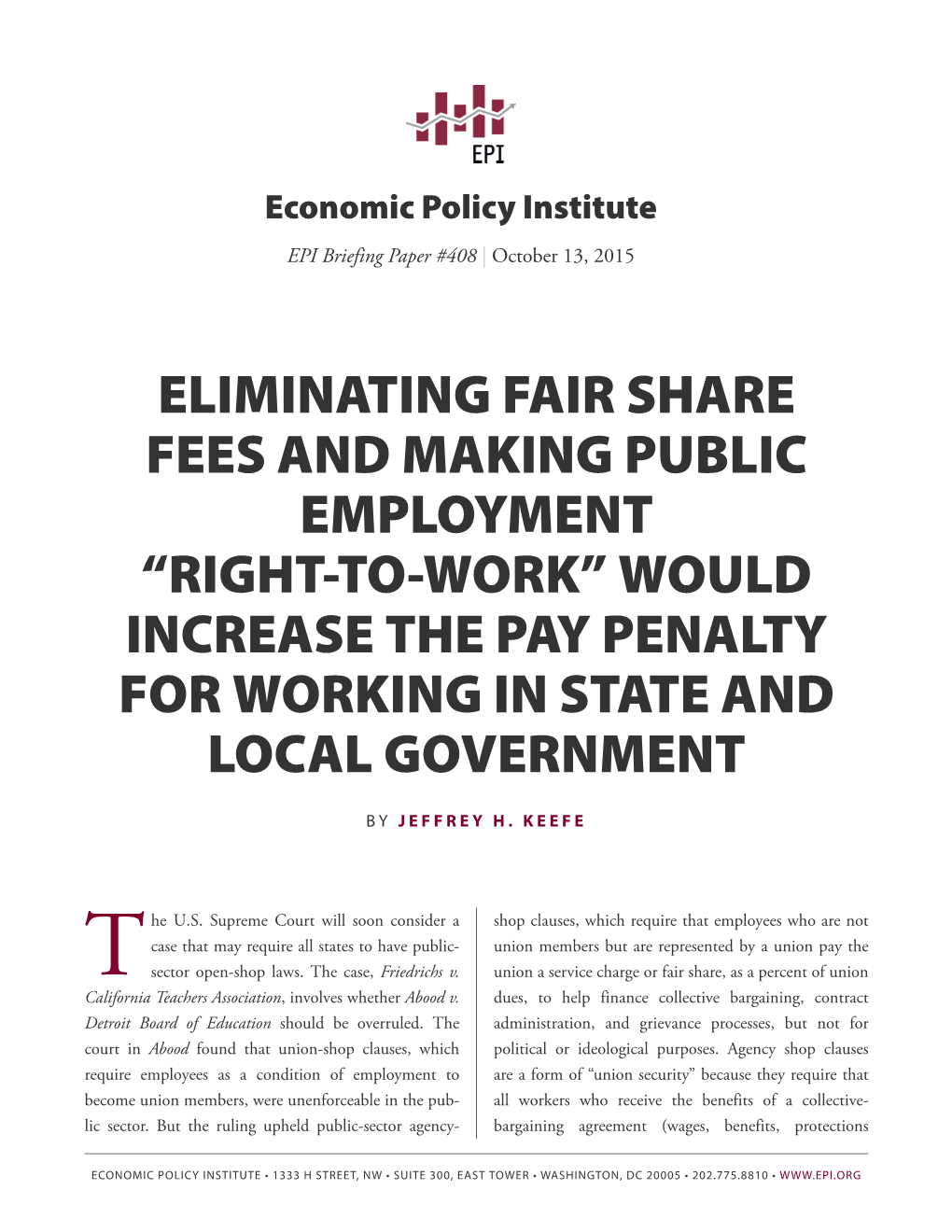 Eliminating Fair Share Fees and Making Public Employment “Right-To-Work” Would Increase the Pay Penalty for Working in State and Local Government