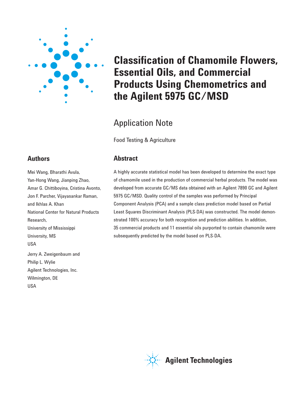 Classification of Chamomile Flowers, Essential Oils, and Commercial