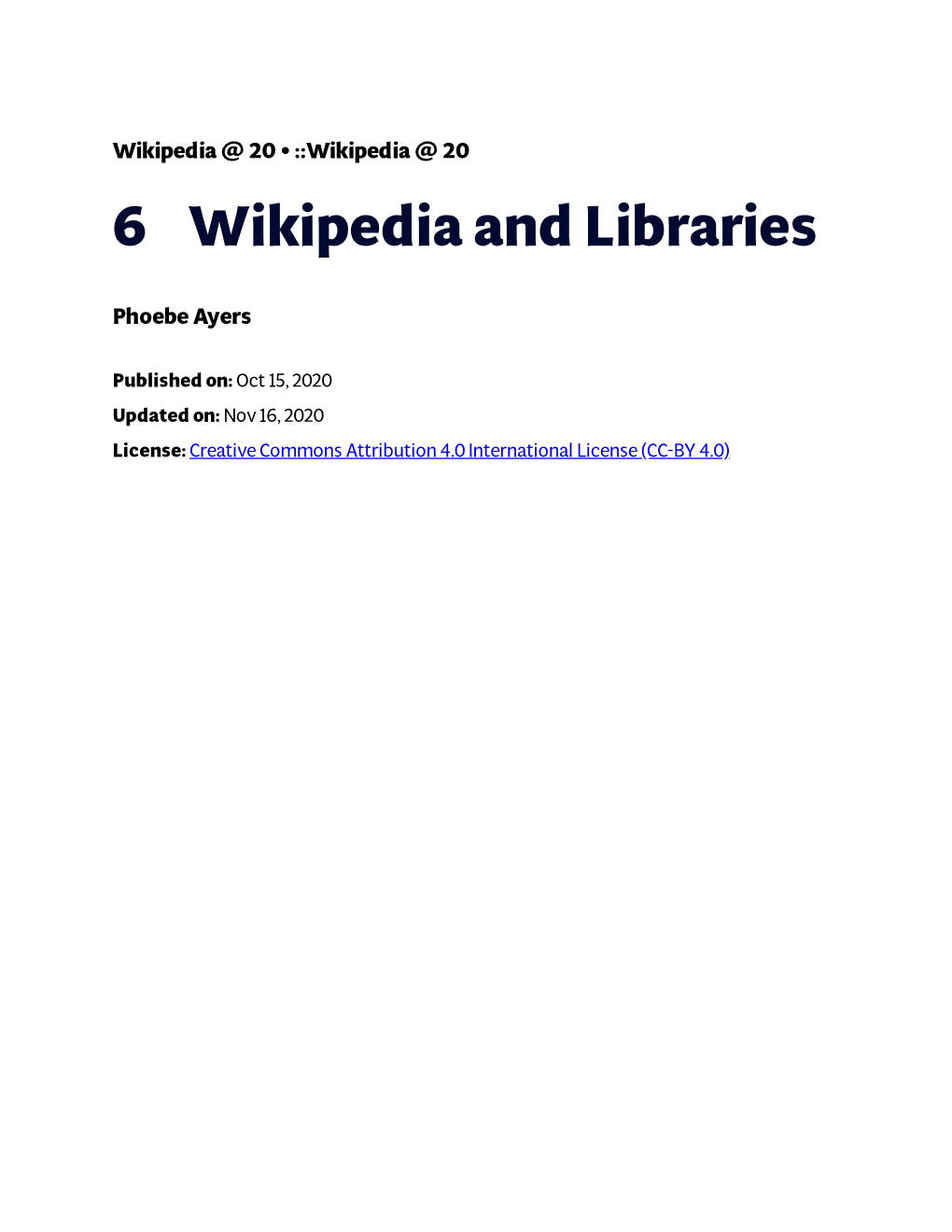 6€€€€Wikipedia and Libraries