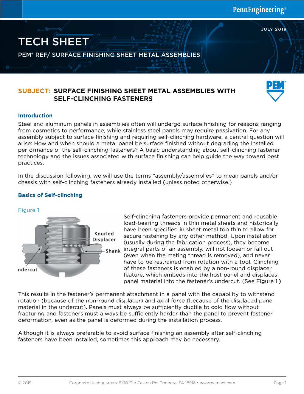 Pem® Ref/ Surface Finishing Sheet Metal Assemblies