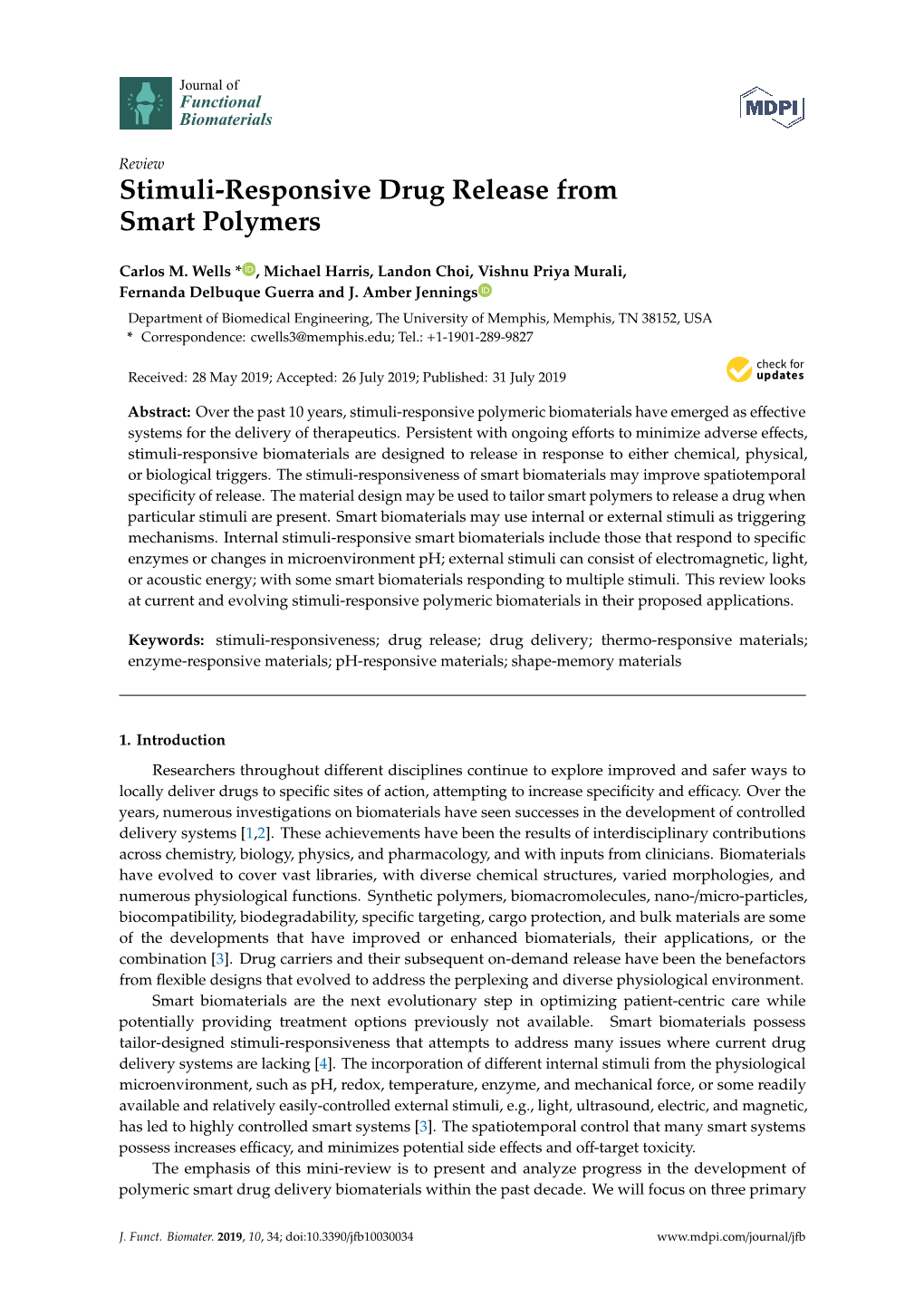 Stimuli-Responsive Drug Release from Smart Polymers