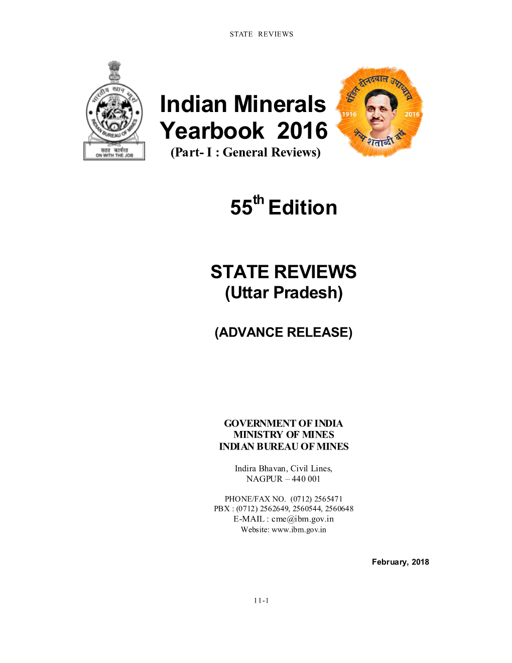 Indian Minerals Yearbook 2016