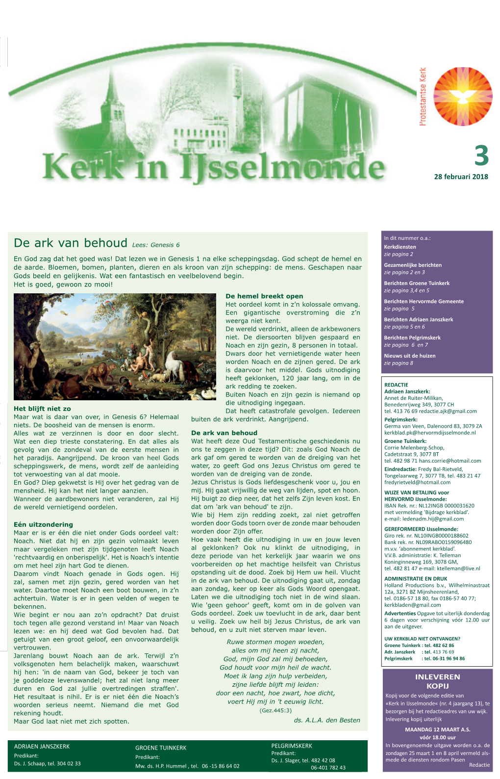 Genesis 6 Kerkdiensten Zie Pagina 2 En God Zag Dat Het Goed Was! Dat Lezen We in Genesis 1 Na Elke Scheppingsdag