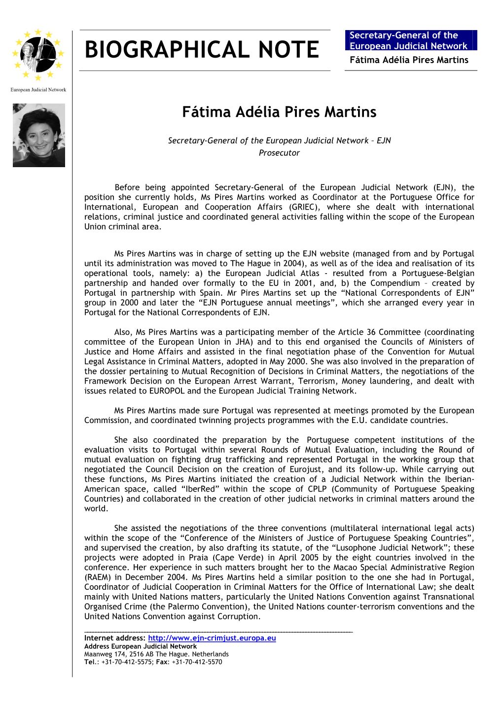 Biographical Note Fátima Adélia Pires Martins Page 2