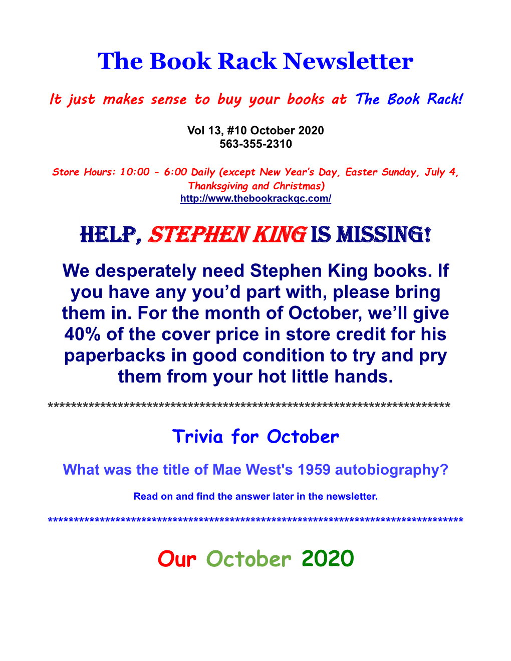 Help, Stephen King Is Missing! We Desperately Need Stephen King Books