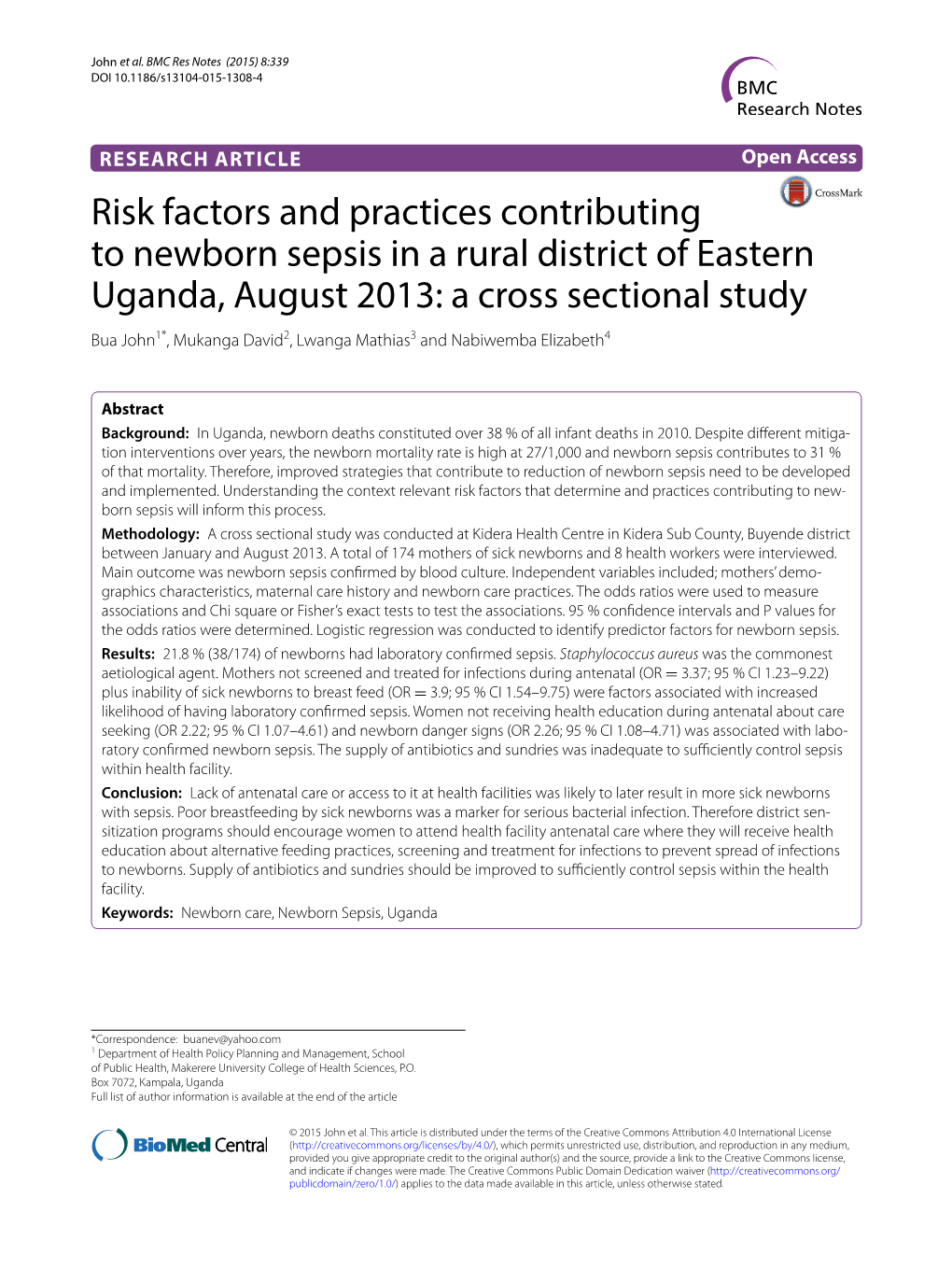 Risk Factors and Practices Contributing to Newborn