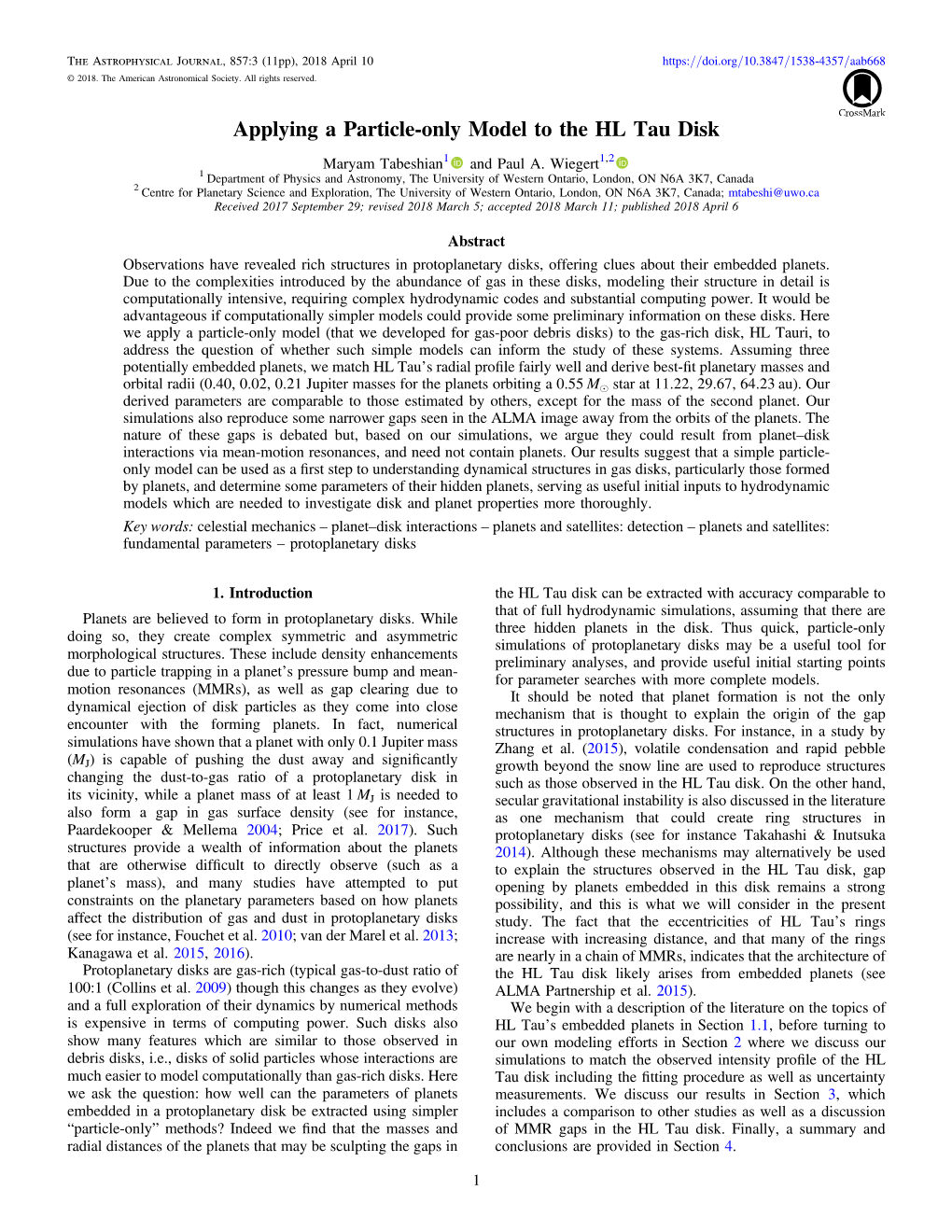 Applying a Particle-Only Model to the HL Tau Disk