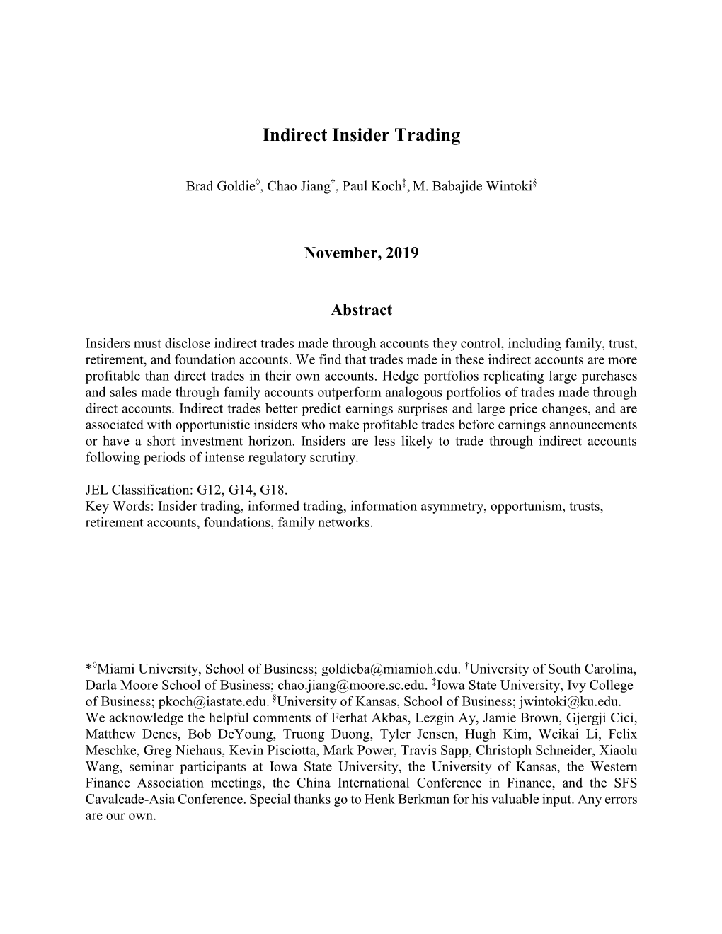 Indirect Insider Trading