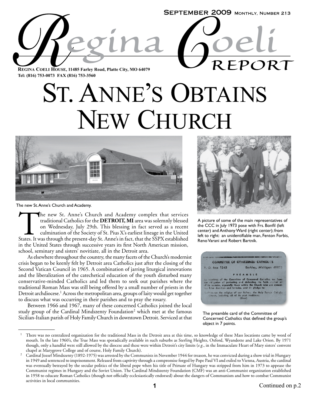 St. Anne's Obtains New Church