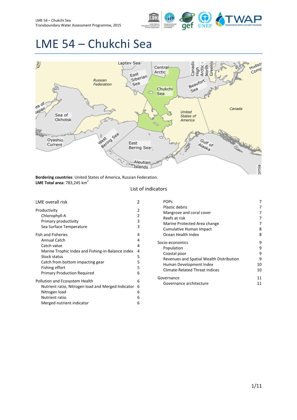 Chukchi Sea Transboundary Water Assessment Programme, 2015