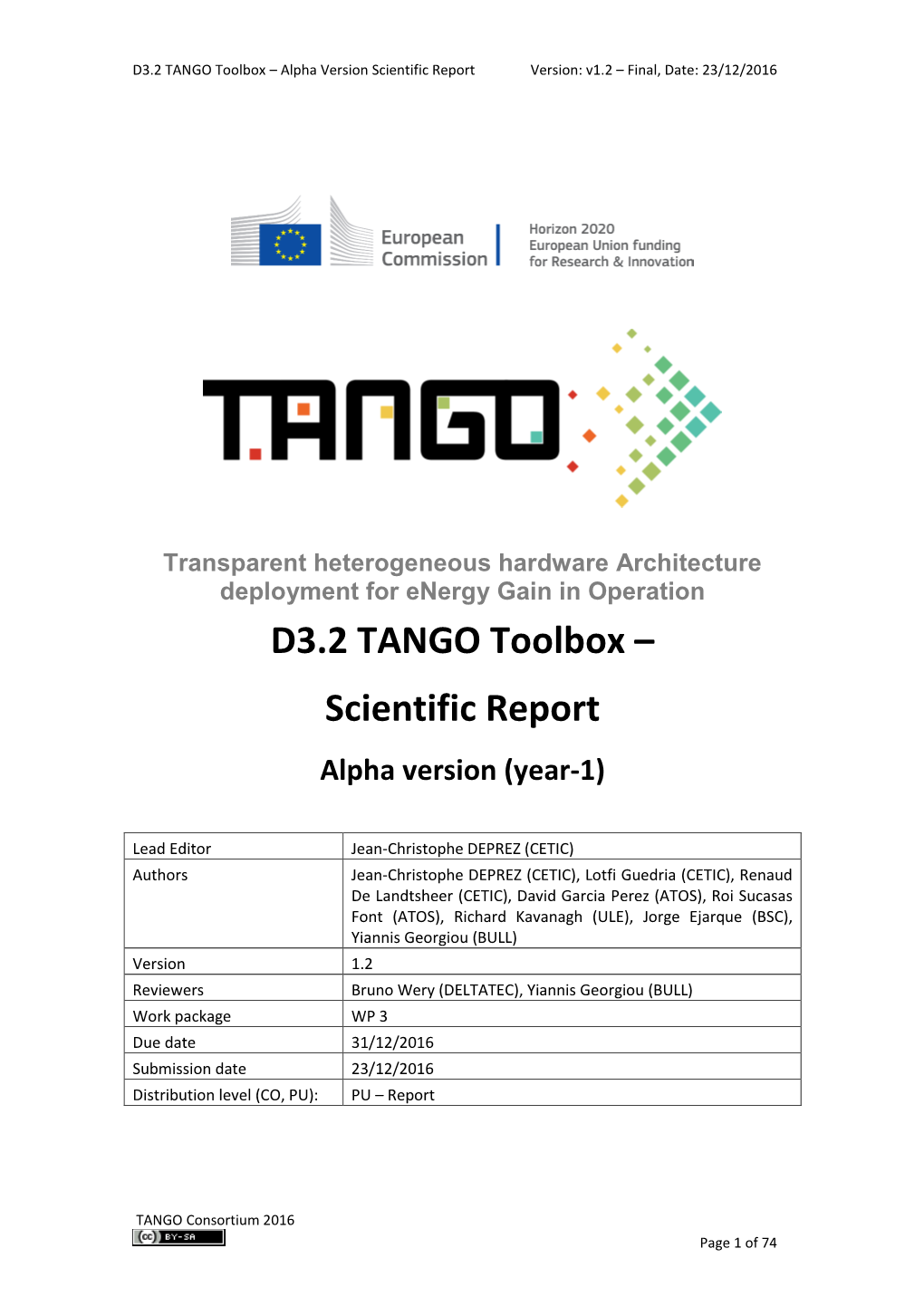 D3.2 TANGO Toolbox – Scientific Report Alpha Version (Year-1)