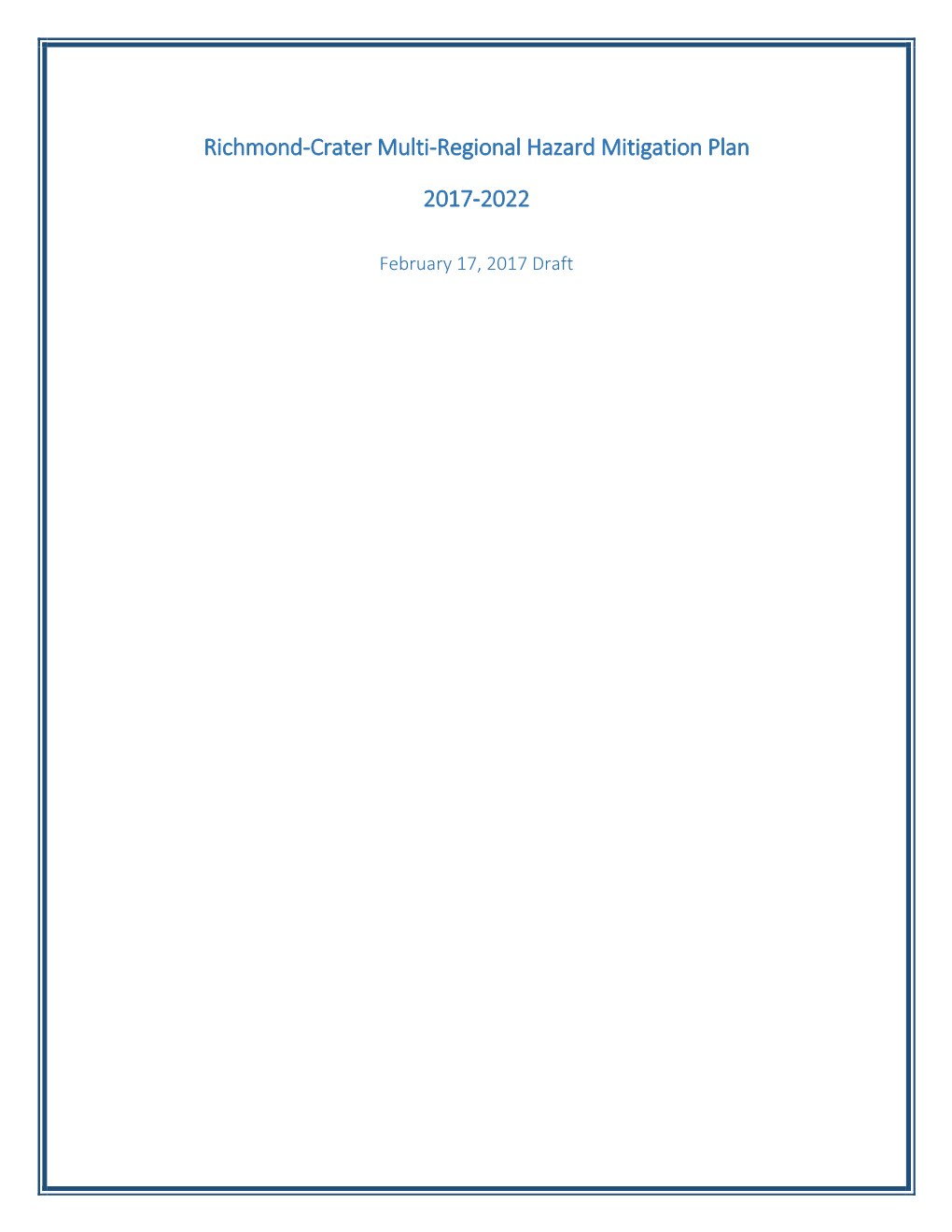 Richmond-Crater Multi-Regional Hazard Mitigation Plan 2017-2022